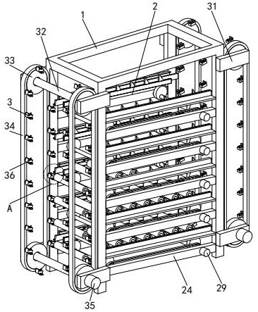 A textile production workshop placement rack