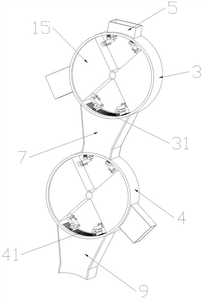 Grading screening device for rice processing