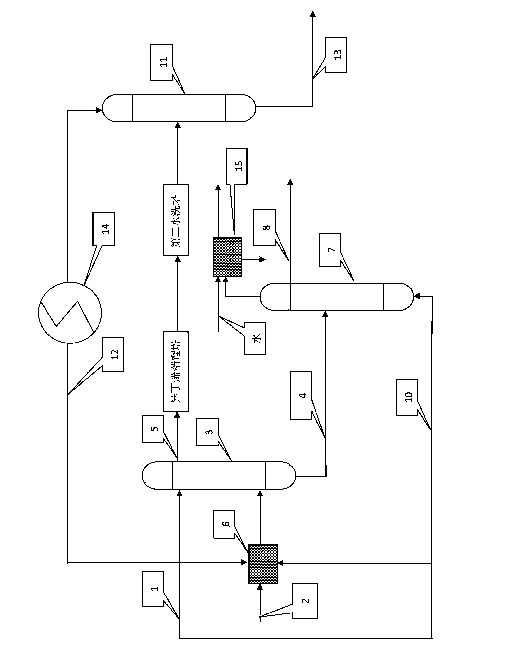 Recovery method for isobutene in cracking process of methyl tert-butyl ether