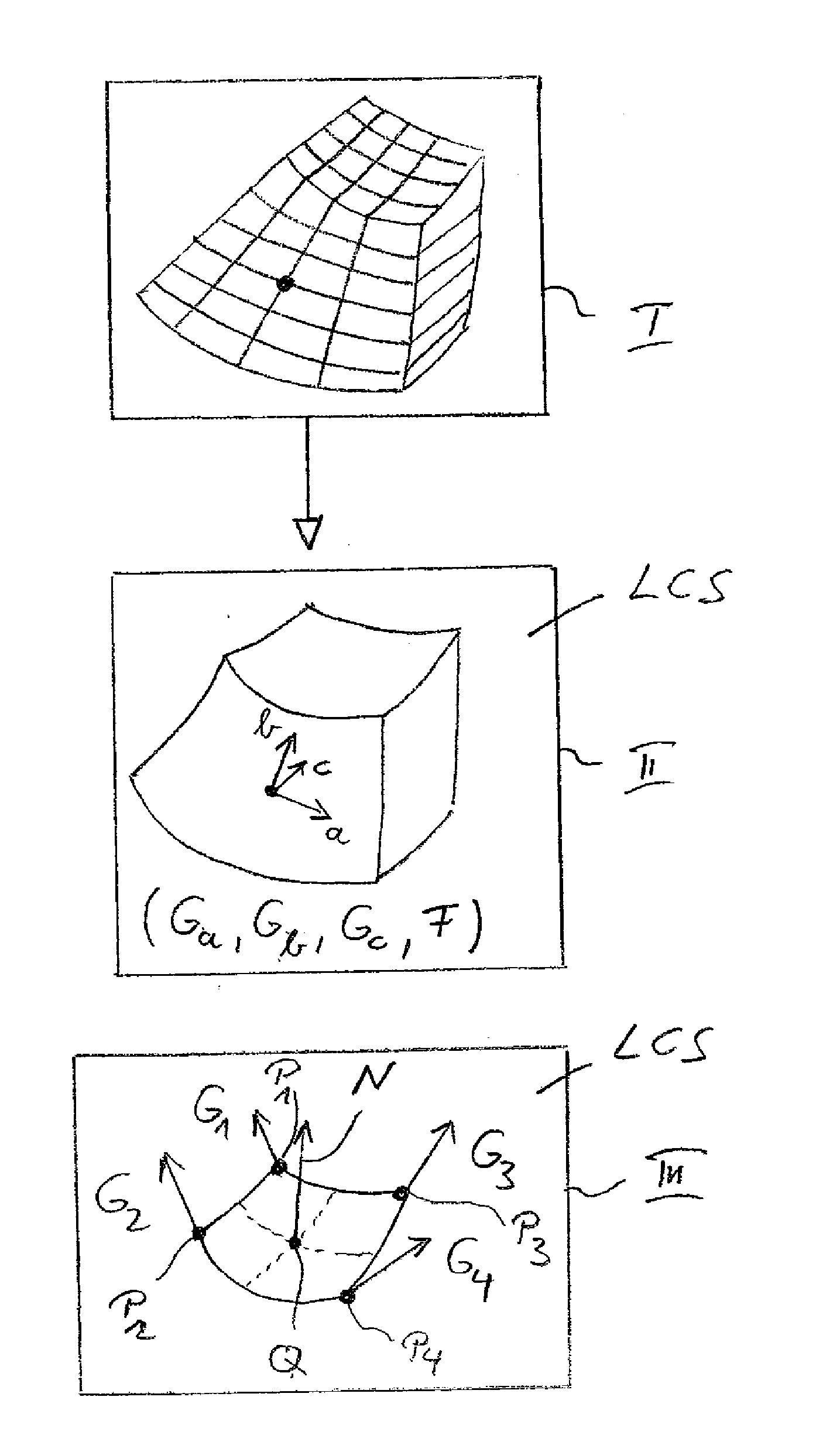 Method and device for visualizing surface-like structures in volumetric data sets