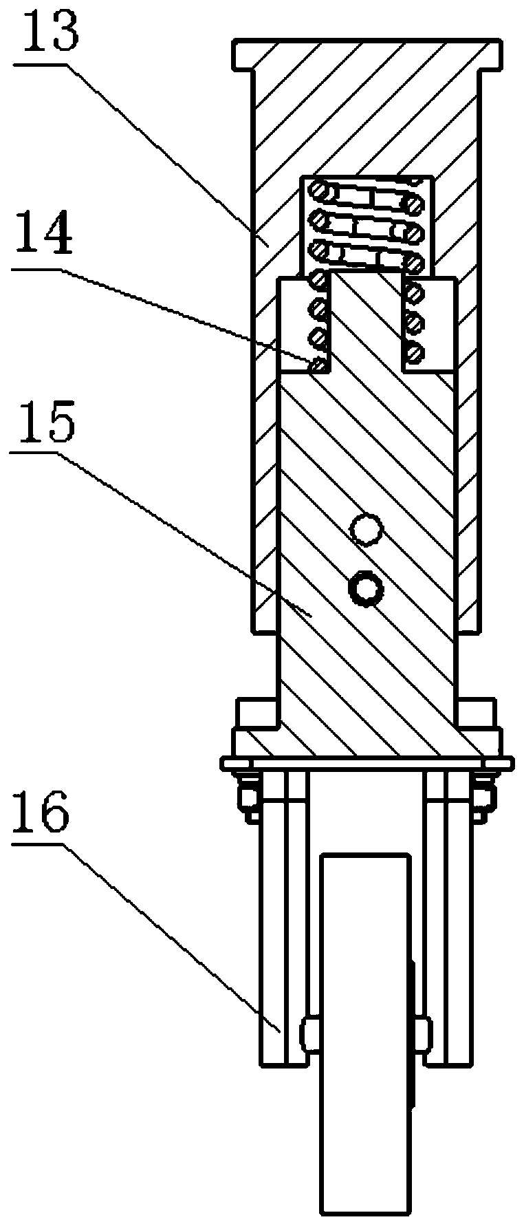 A mine-catching and carrying mechanism support device used in torpedo loading and unloading equipment