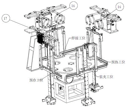 Automatic welding equipment for parallel flow tube condenser connection tubes