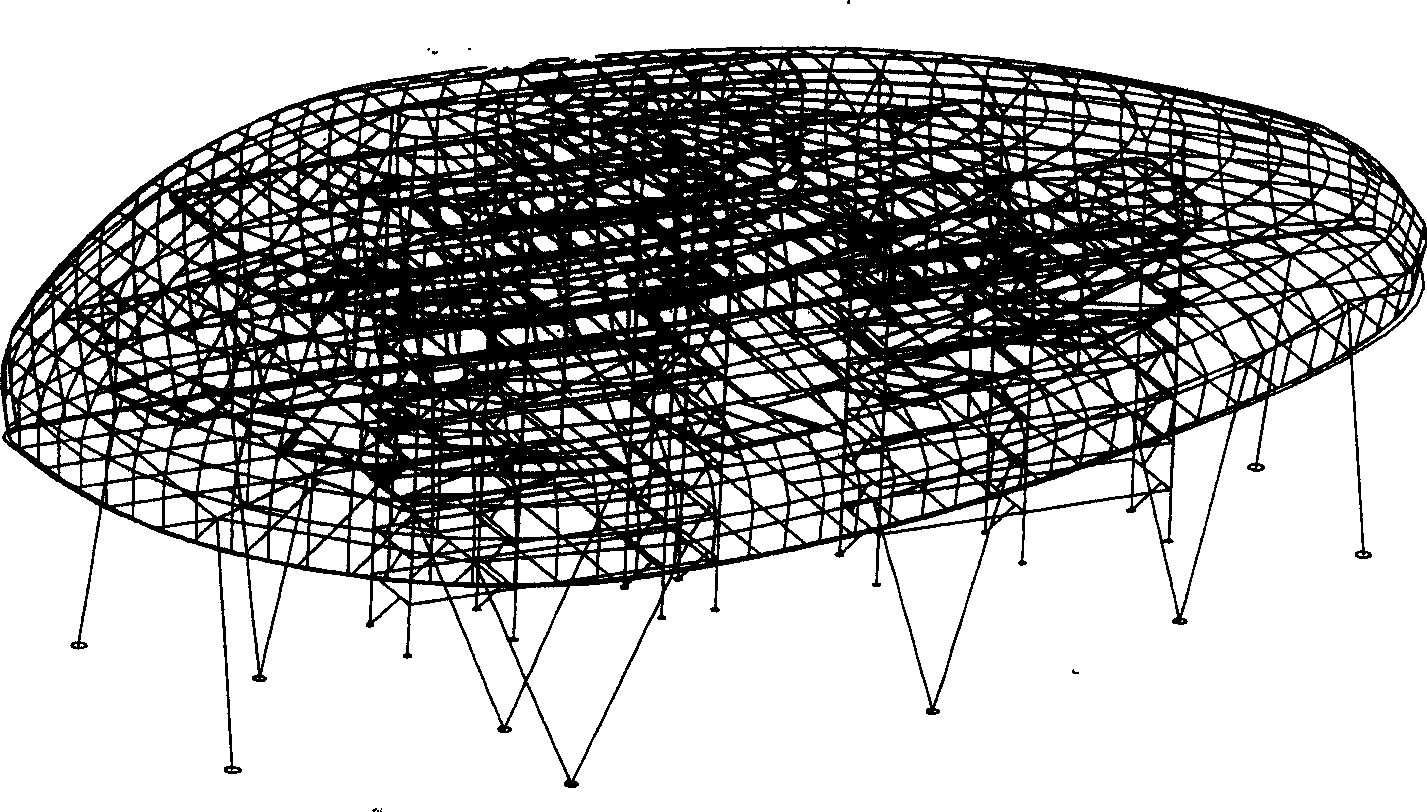 'Drip shaped' radial monolayer steel pipe reticulated shell block and installation method