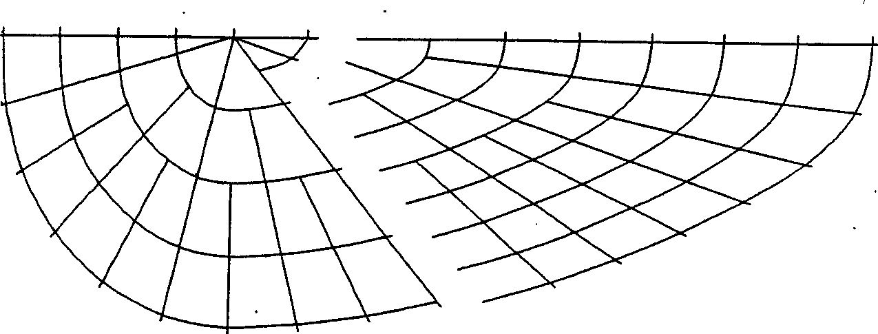 'Drip shaped' radial monolayer steel pipe reticulated shell block and installation method