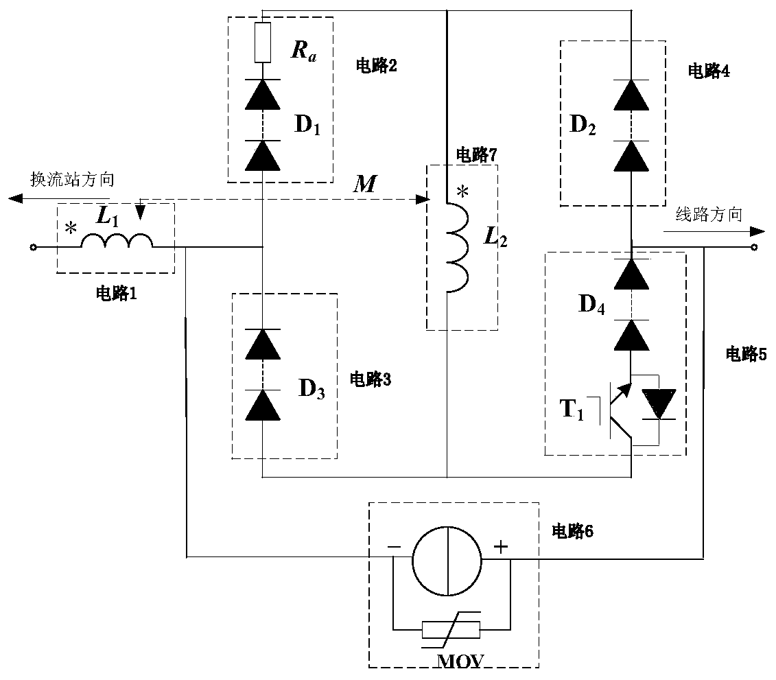 Resistance-inductance type DC current limiting apparatus and method based on magnetic coupling enhancement characteristics