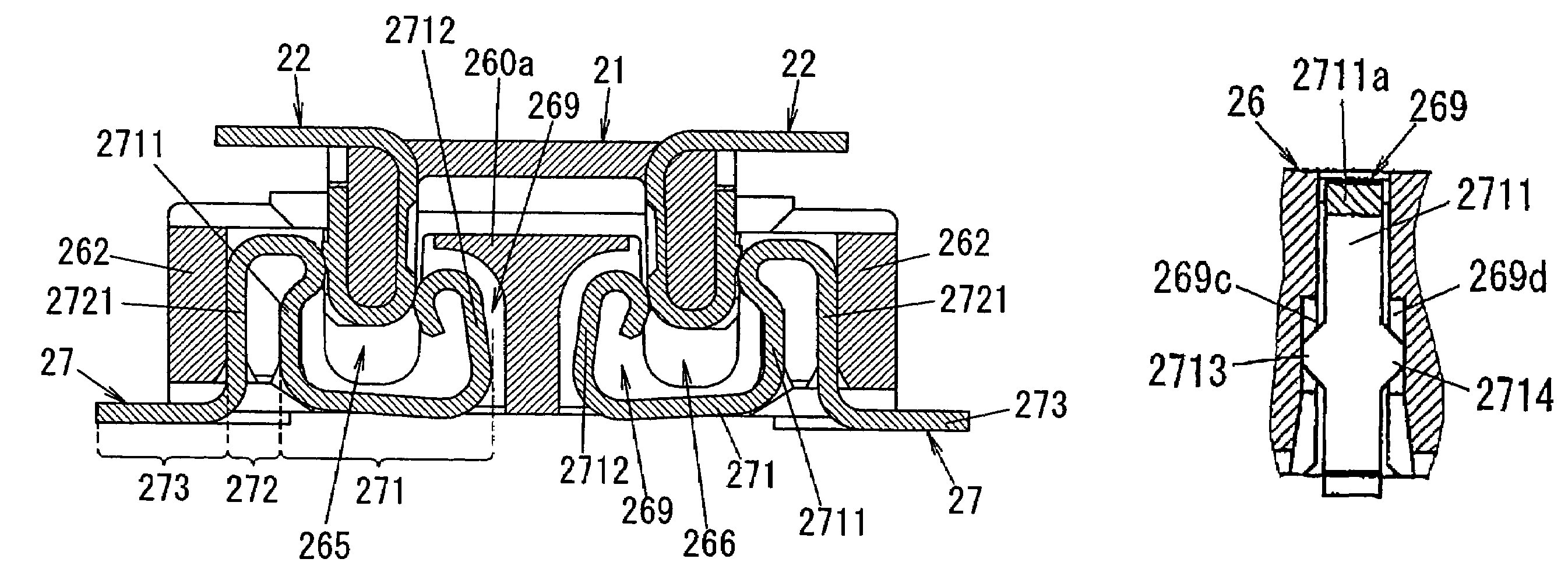 Connector with header connector and socket connector that are mechanically and electrically connected with each other