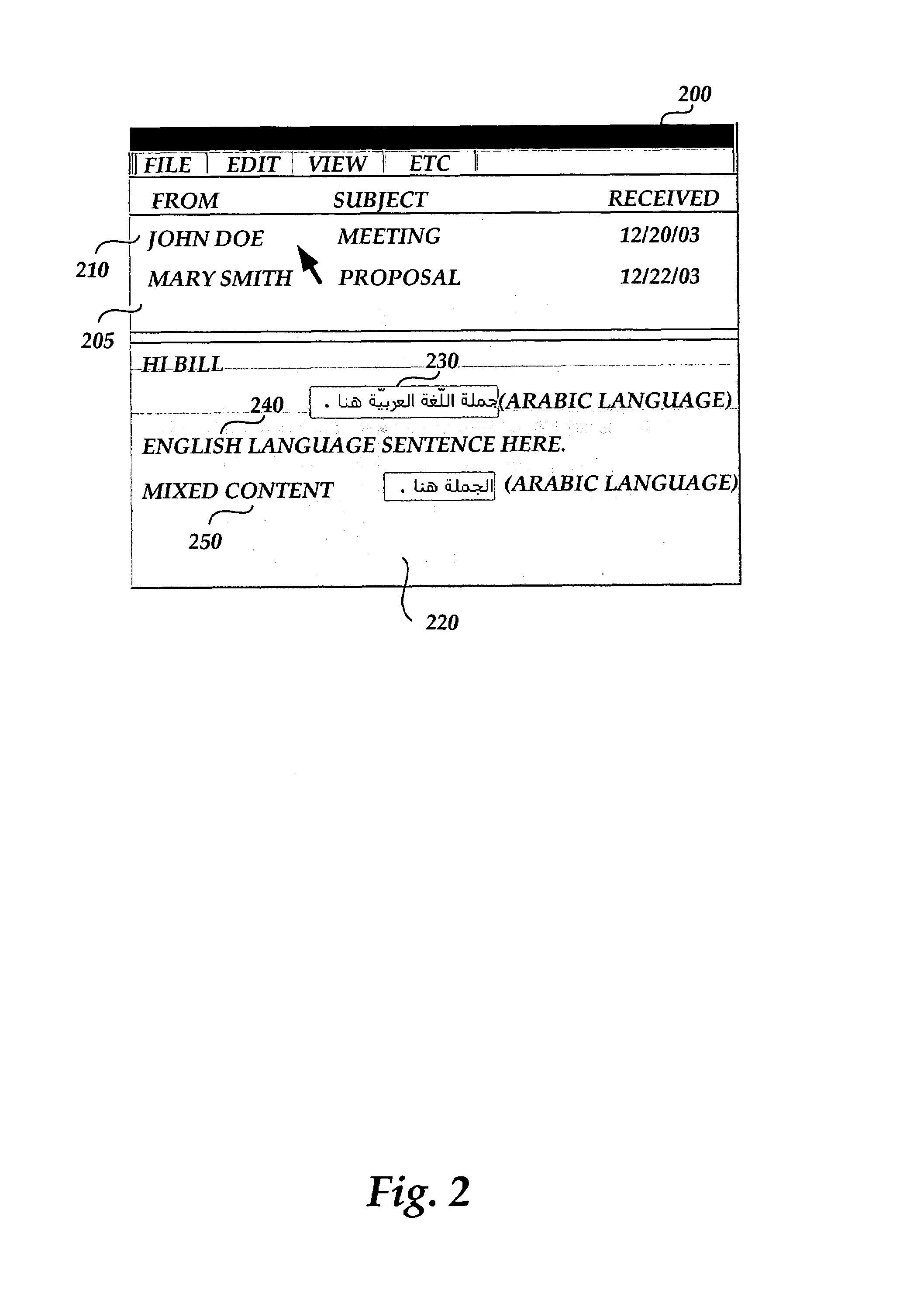 Display of text in a multi-lingual environment