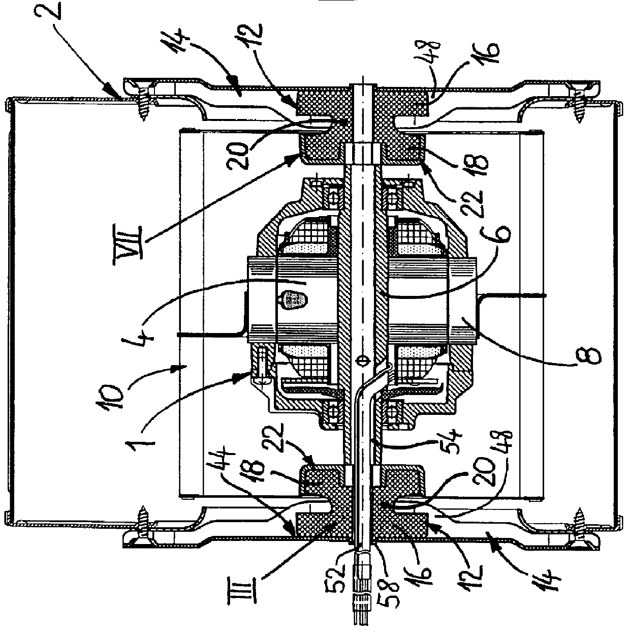 Arrangement for the vibration-isolating suspension of an electric motor