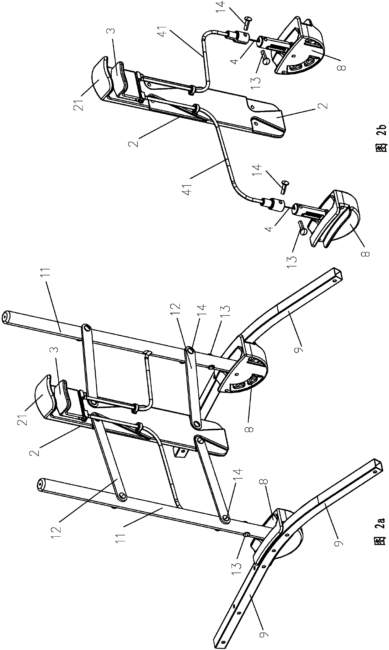 Single-handle adjusting device of backrest of baby stroller