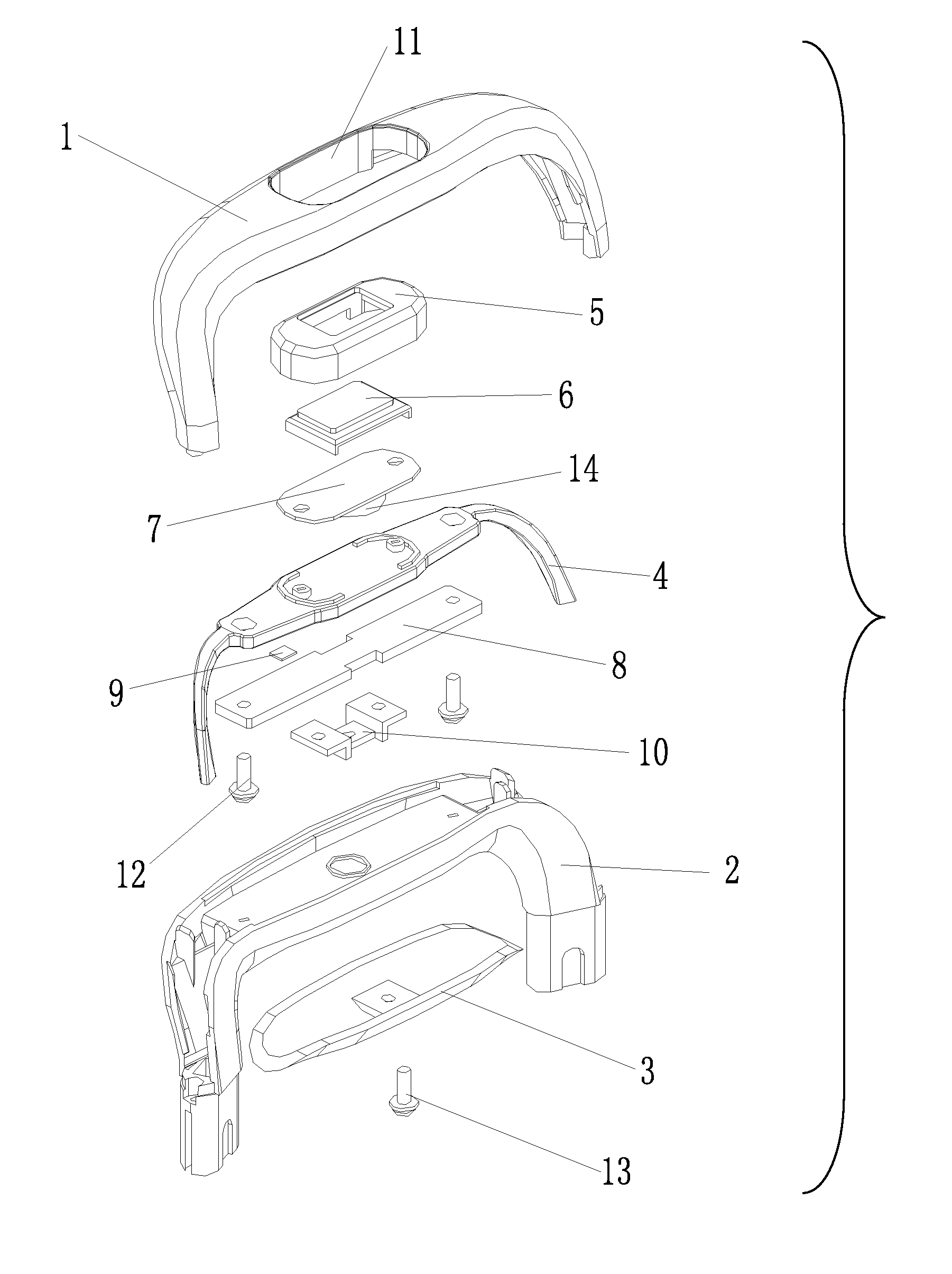 Case handle with weighing display