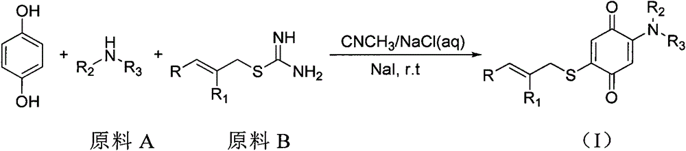 Allyl sulfonium amino p-benzoquinone compound and preparation and application thereof