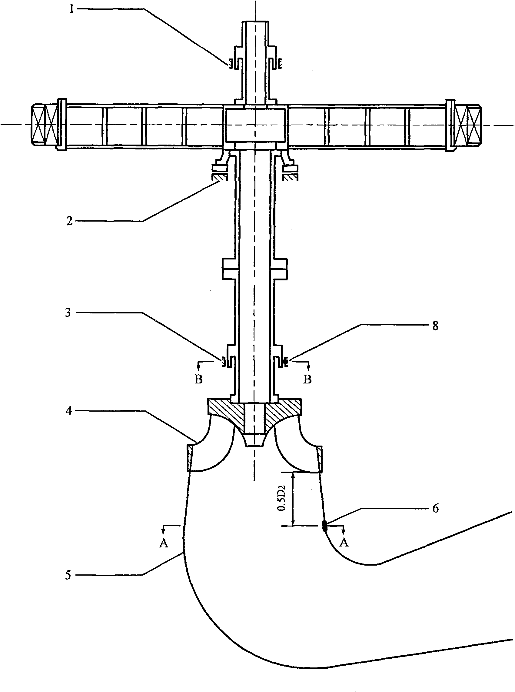 Determination method of horizontal hydraulic load at rotary wheel of water turbine-generator set