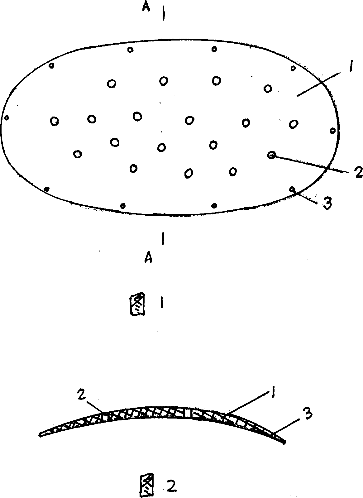 Once forming artificial bone flap used after craniocerebral operation and production method thereof