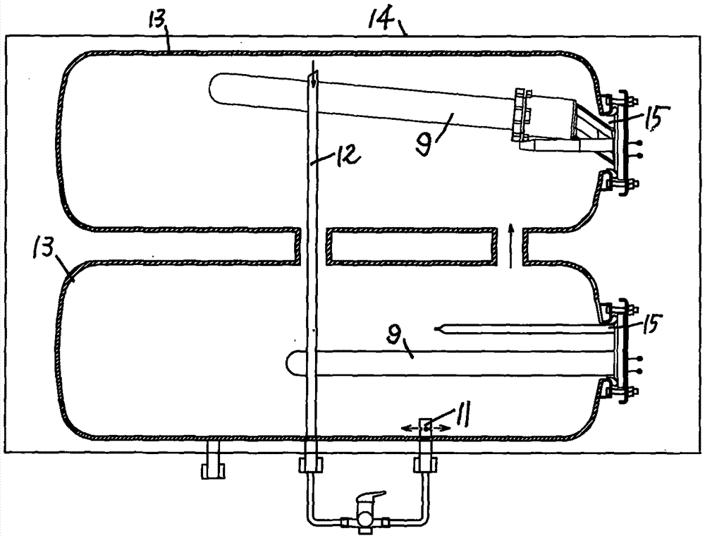 Horizontal type double-liner fast-heating water storage type electric water heater adopting combined electric heating tubes