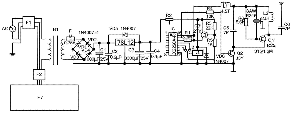 Wireless control circuit for automatic thin-wall copper tube fresh air handling machine