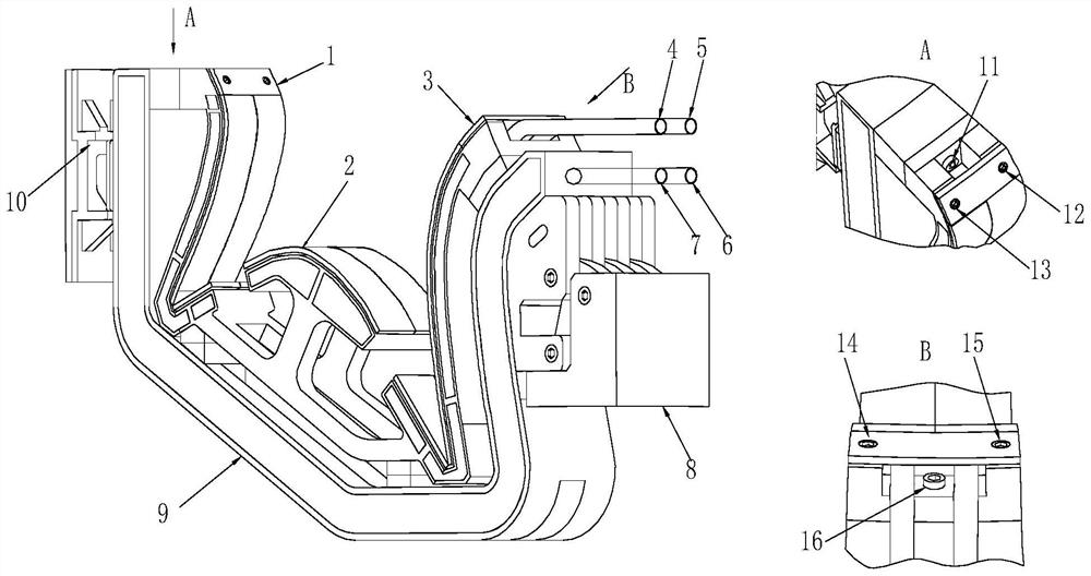 A transition plate structure suitable for independent remote operation of the first wall of the divertor