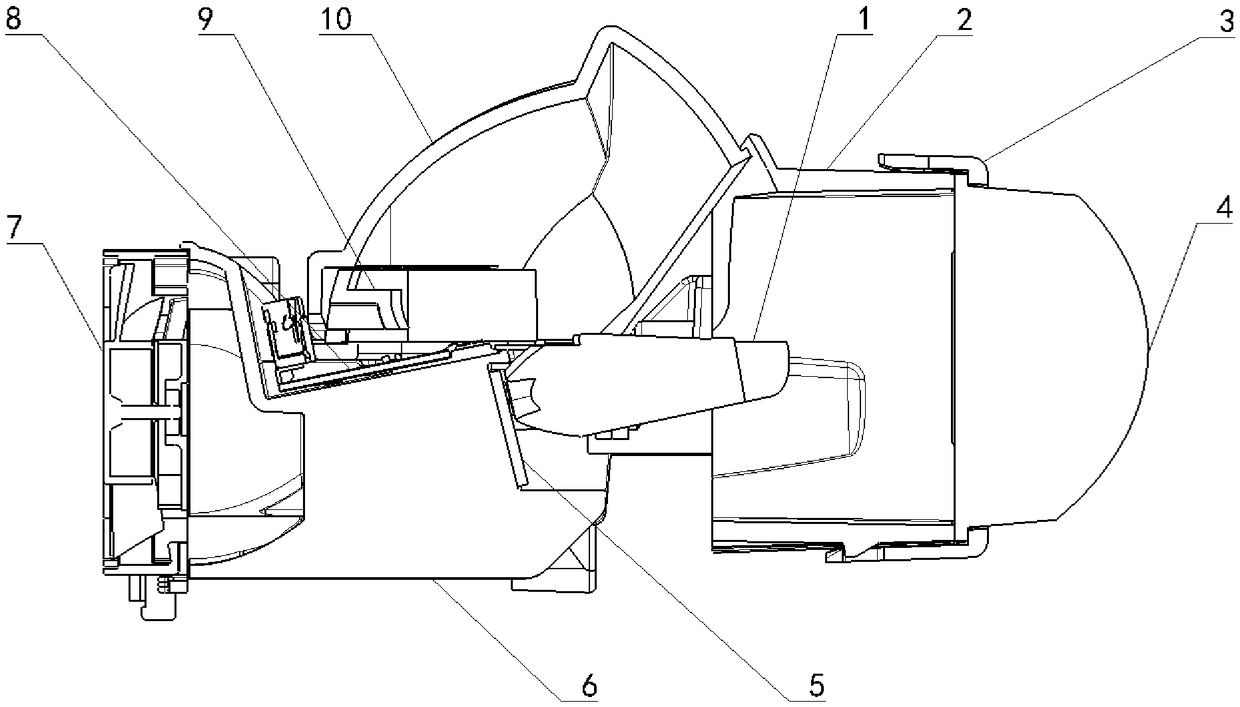 An LED light source far and near light integrated car light module