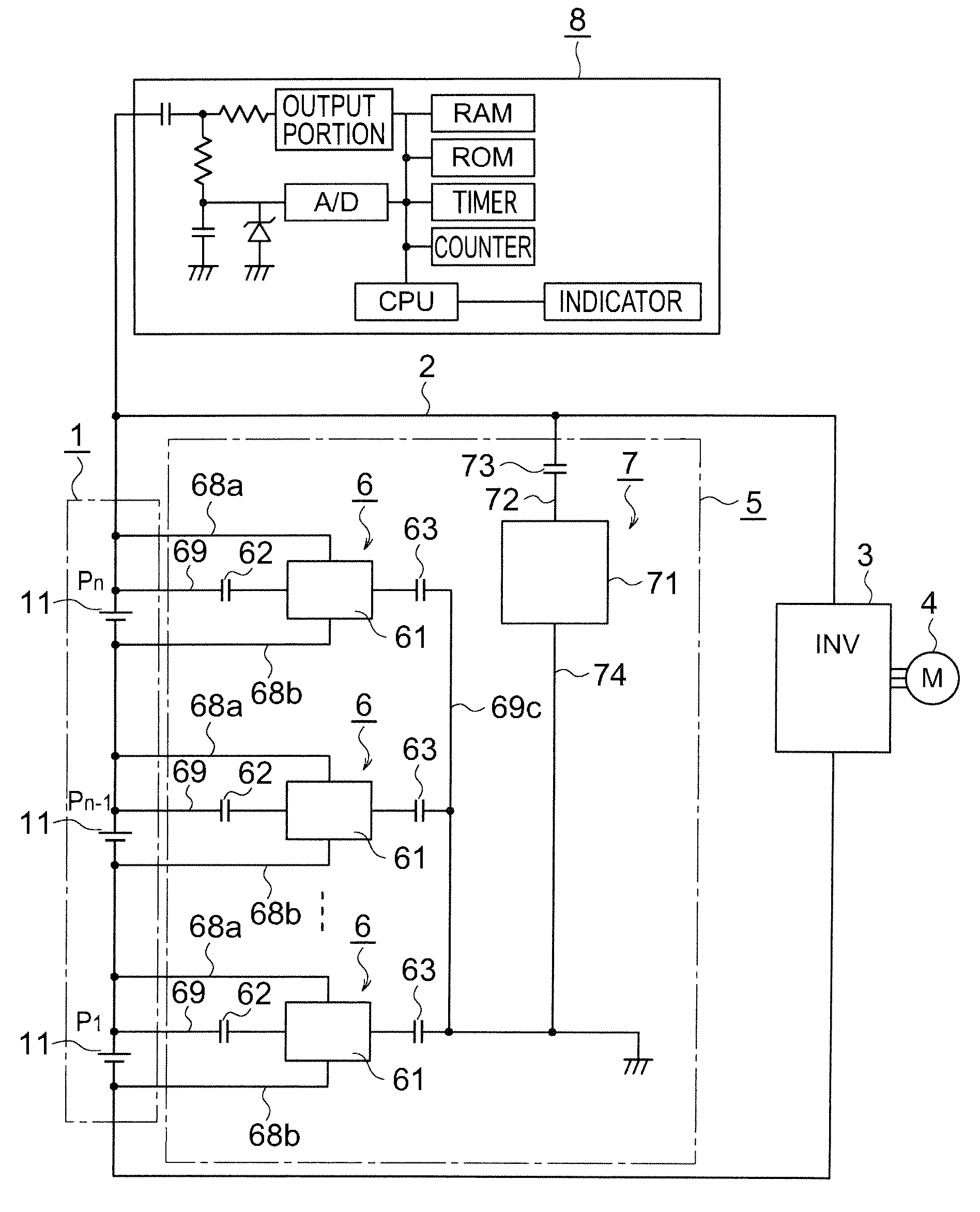 Monitor of assembled battery