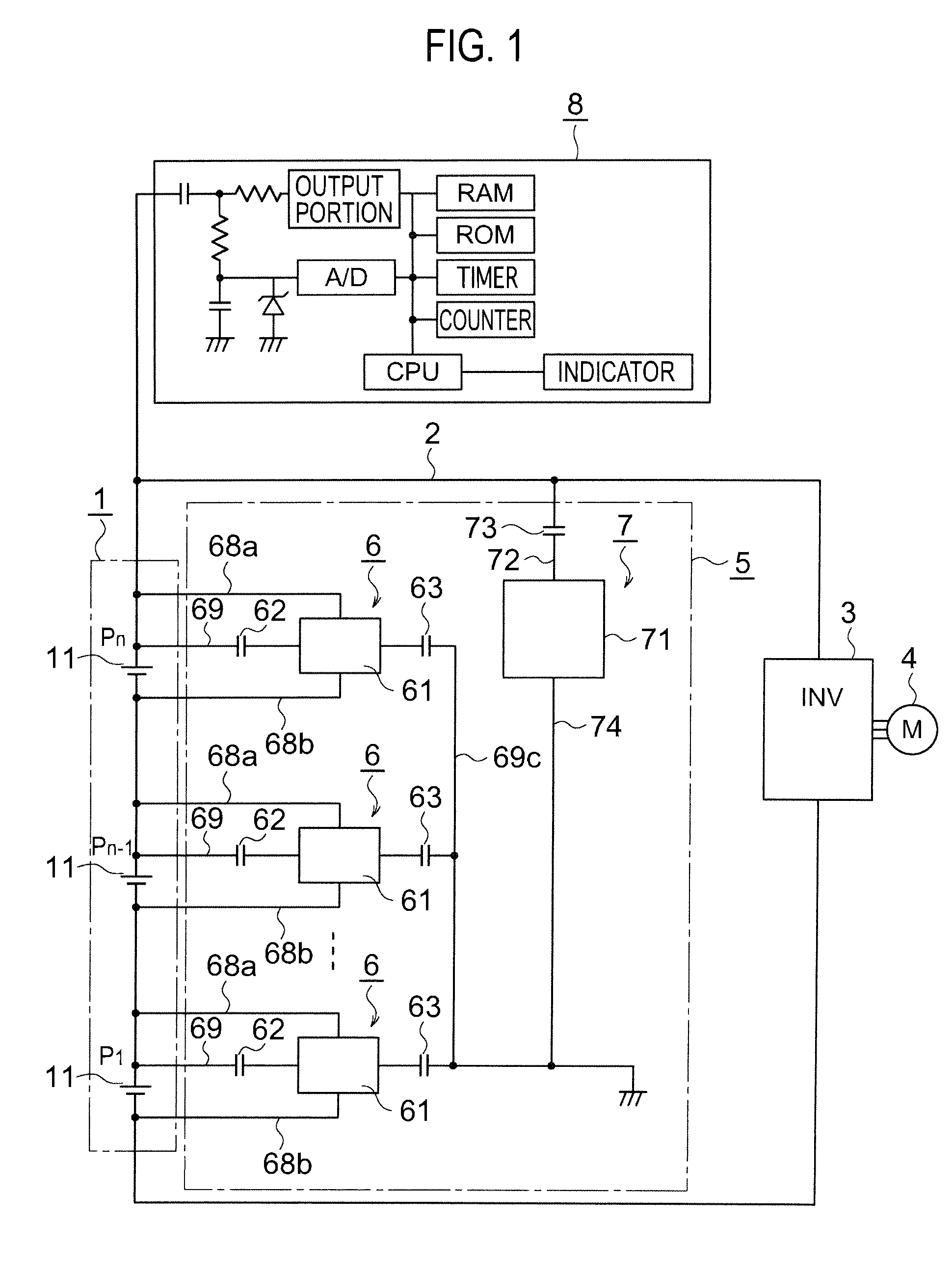 Monitor of assembled battery