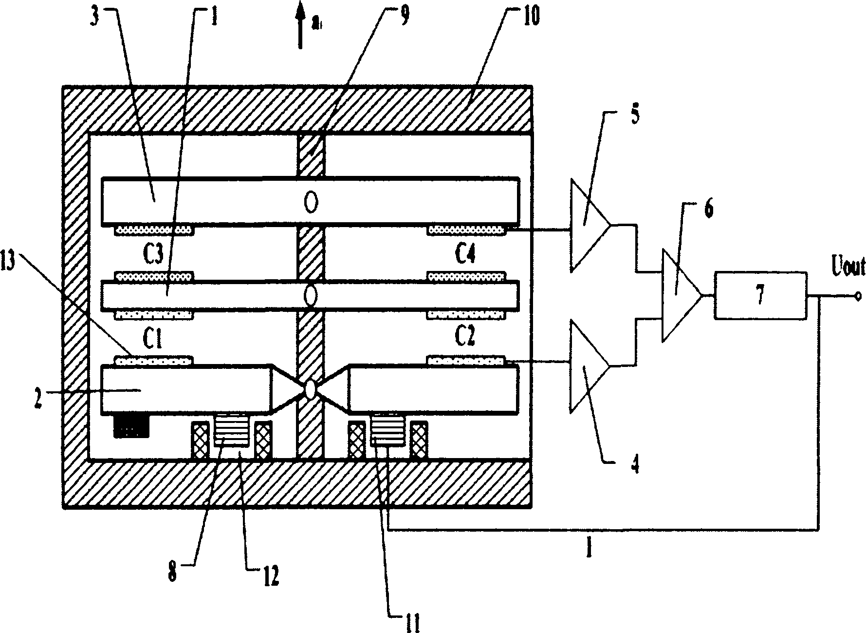 Linear accelerometer with zero self compensation