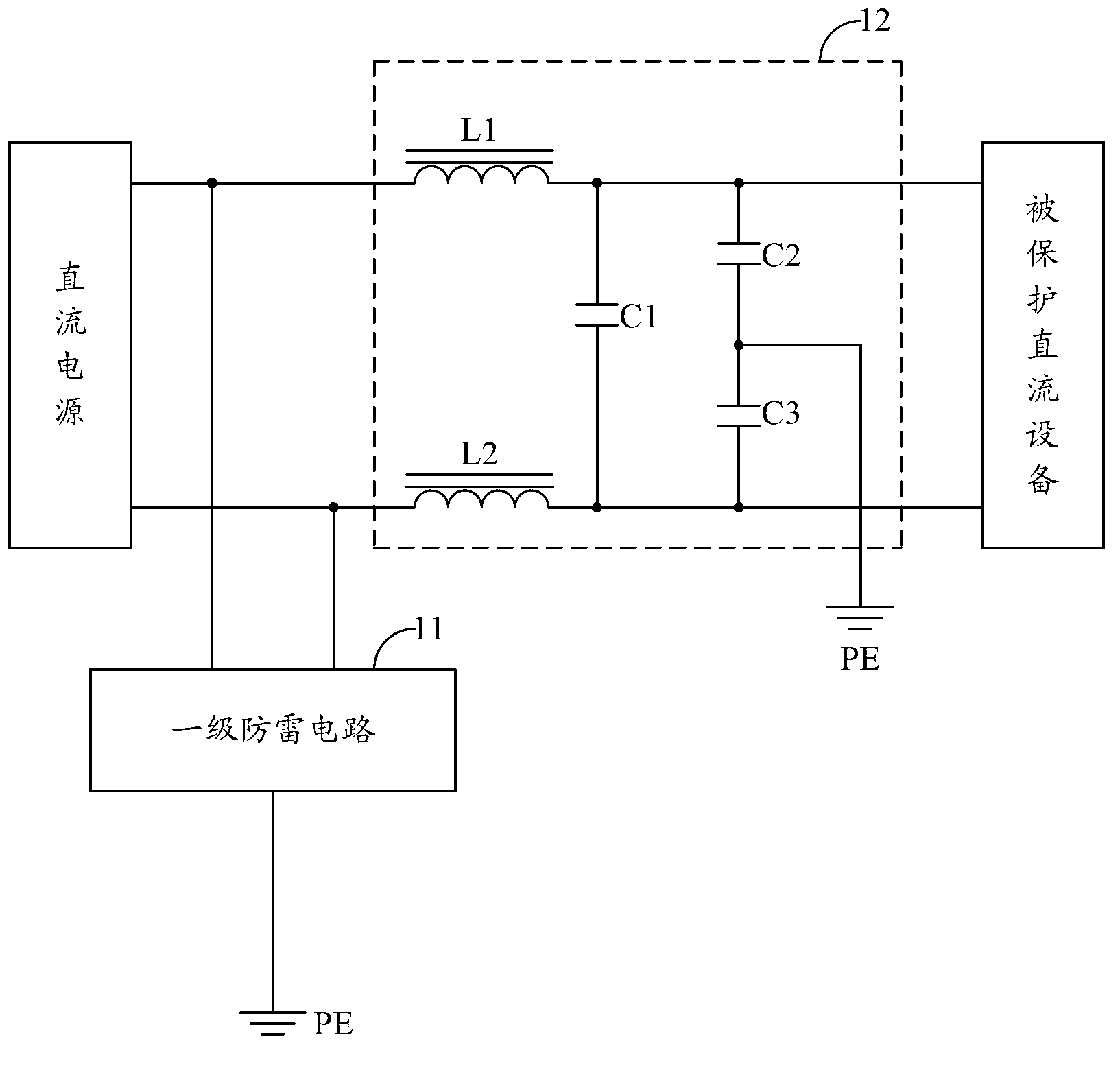 Lightning protection circuit of direct-current system