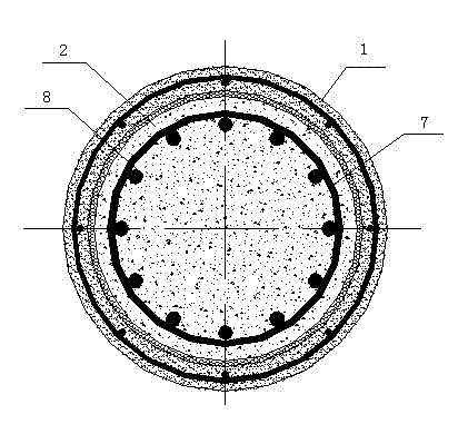 Composite casing pipe restrained reinforced concrete column