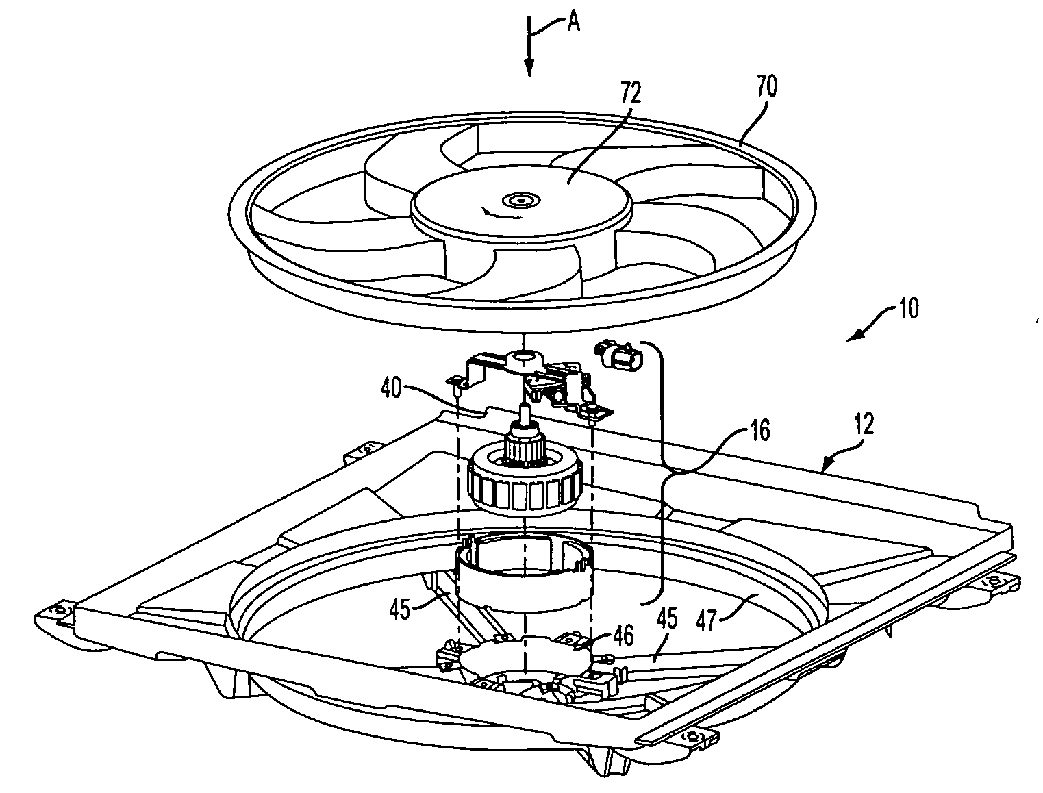 Totally integrated engine cooling module for D.C. motors employing fan hub and shroud hub as motor covers