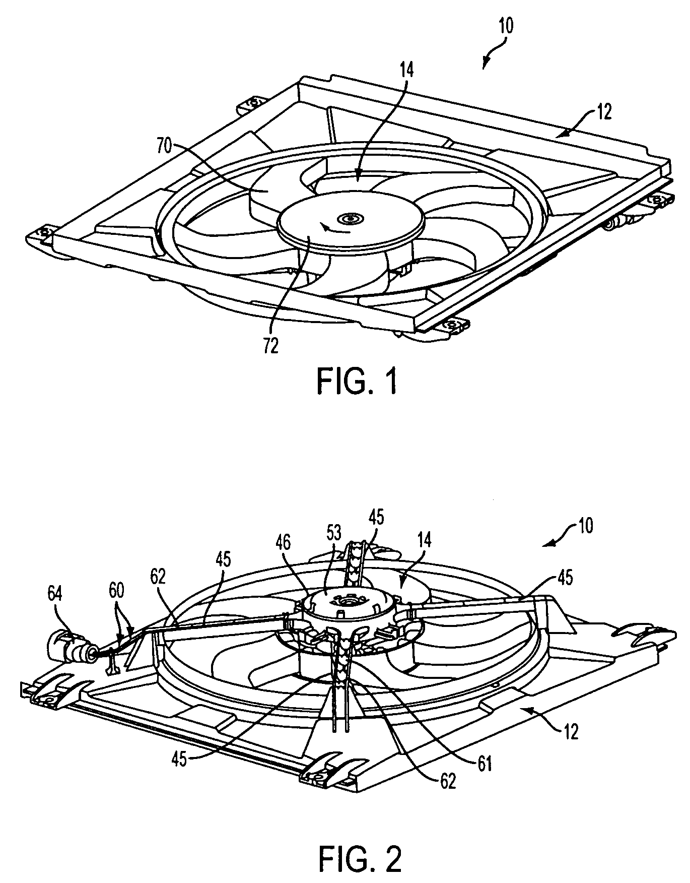 Totally integrated engine cooling module for D.C. motors employing fan hub and shroud hub as motor covers