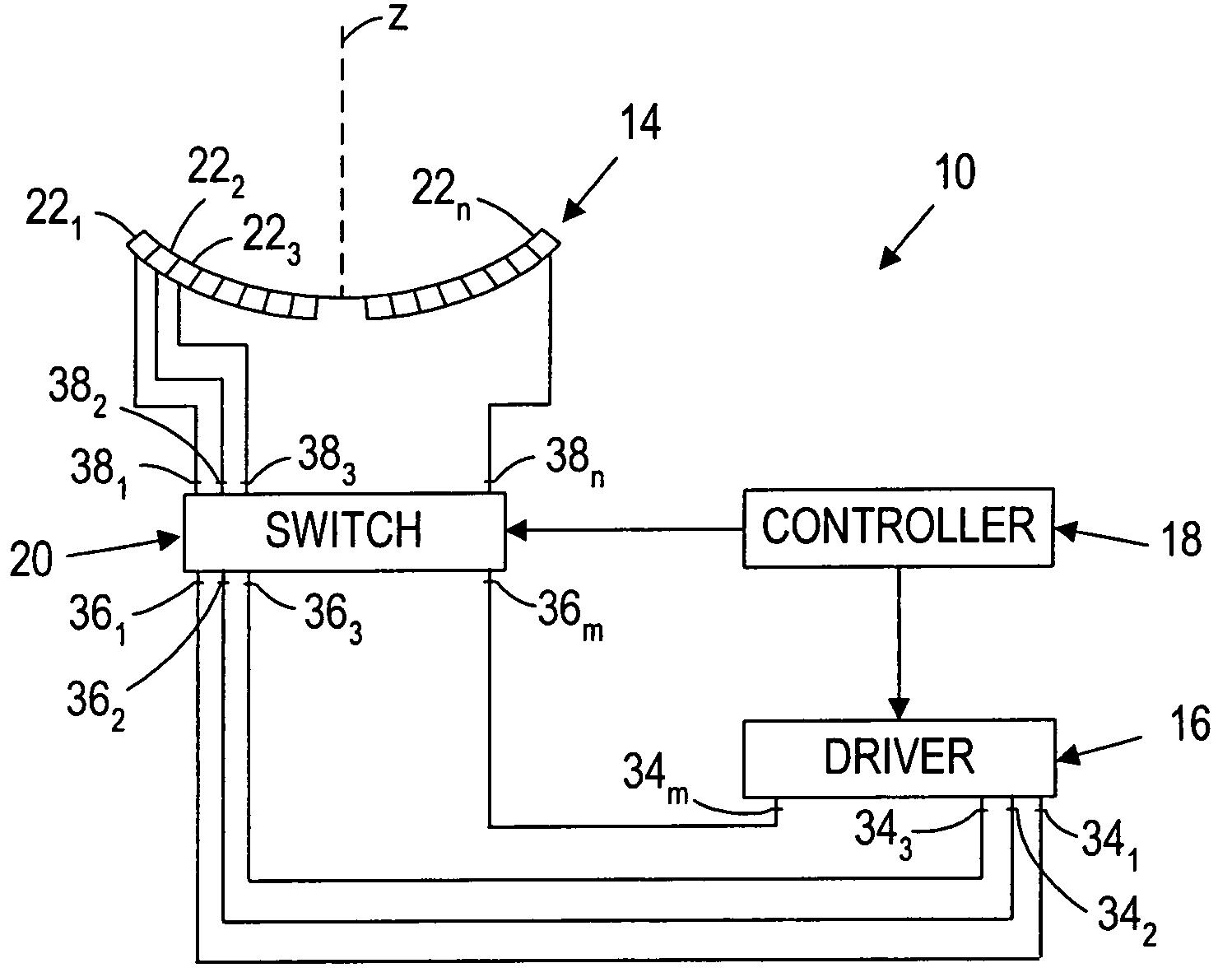 Acoustic beam forming in phased arrays including large numbers of transducer elements