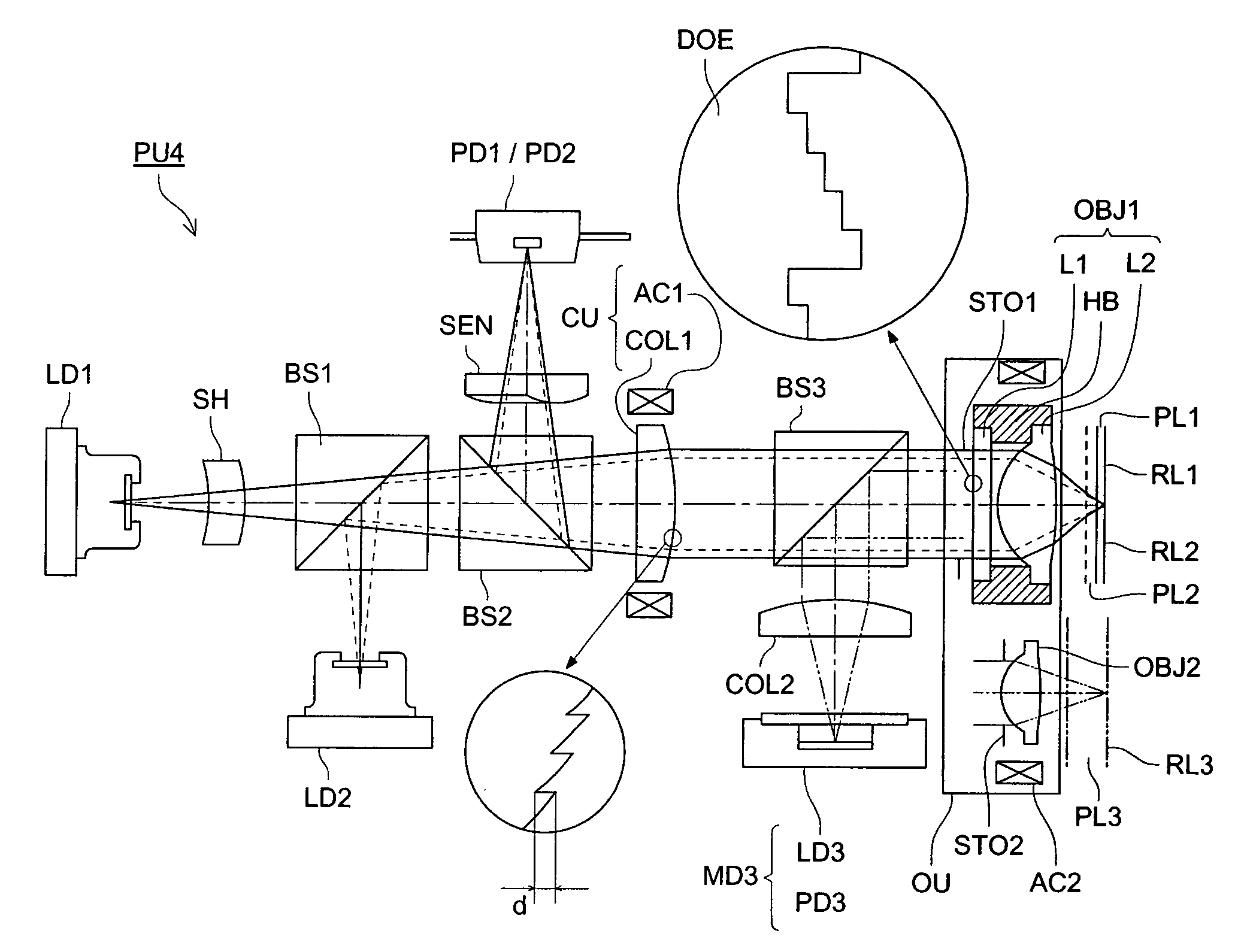 Optical pickup device, optical information recording and reproducing apparatus, expander lens, coupling lens and chromatic aberration correcting optical element