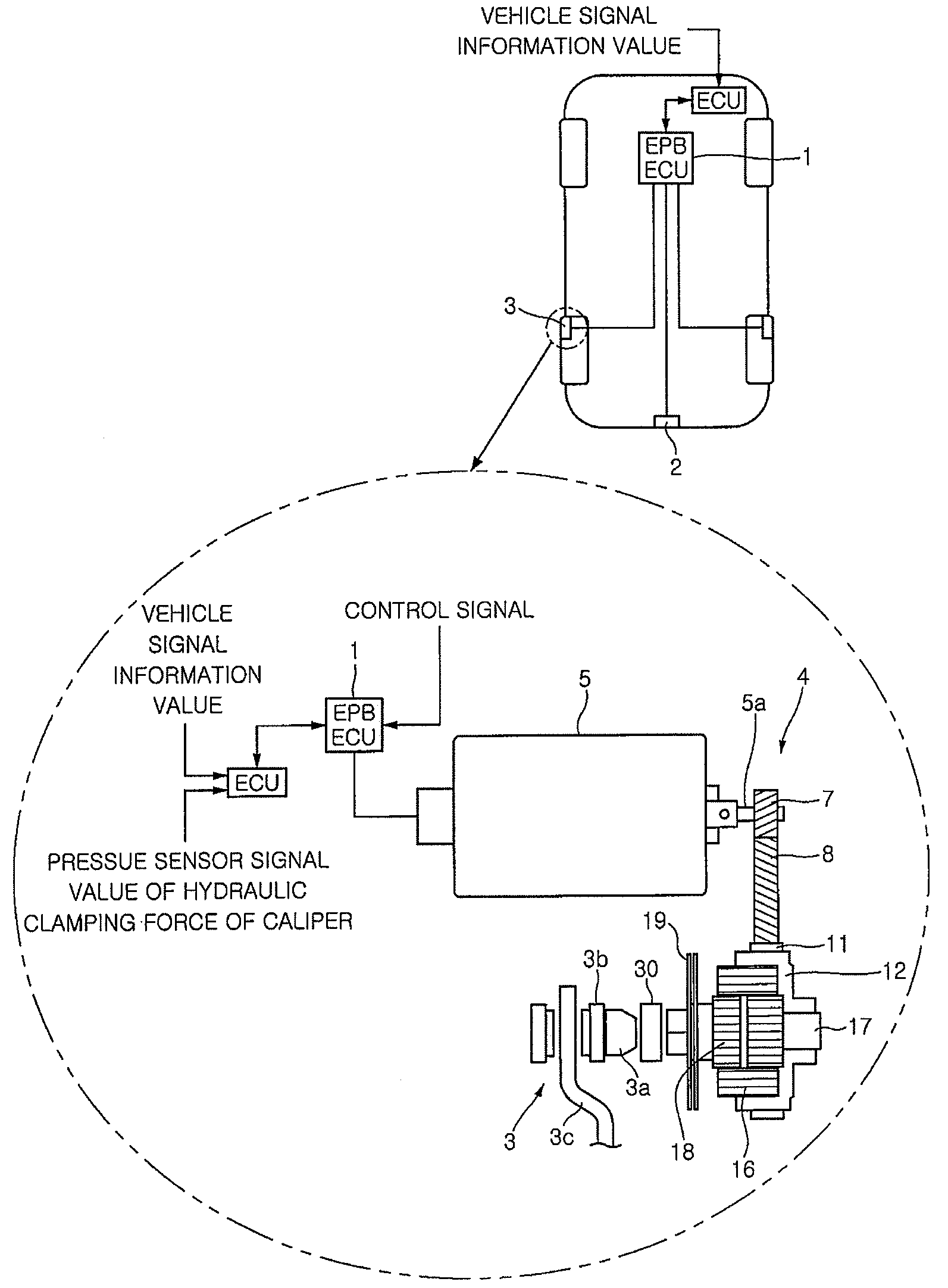 Caliper attaching type electrical parking brake in vehicle