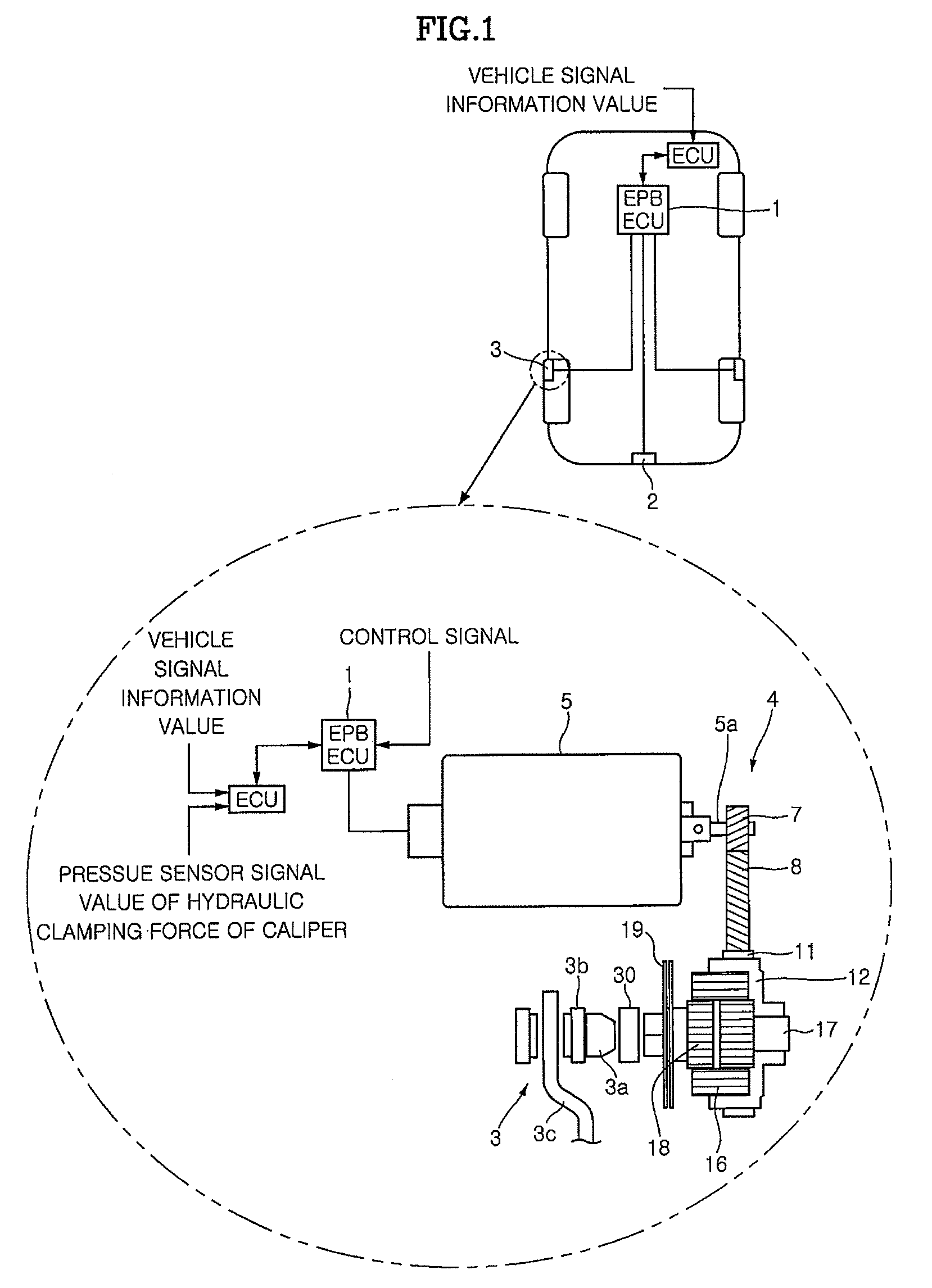 Caliper attaching type electrical parking brake in vehicle