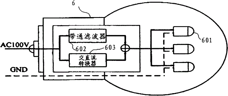 Power line carrier-based LED visible light communication system