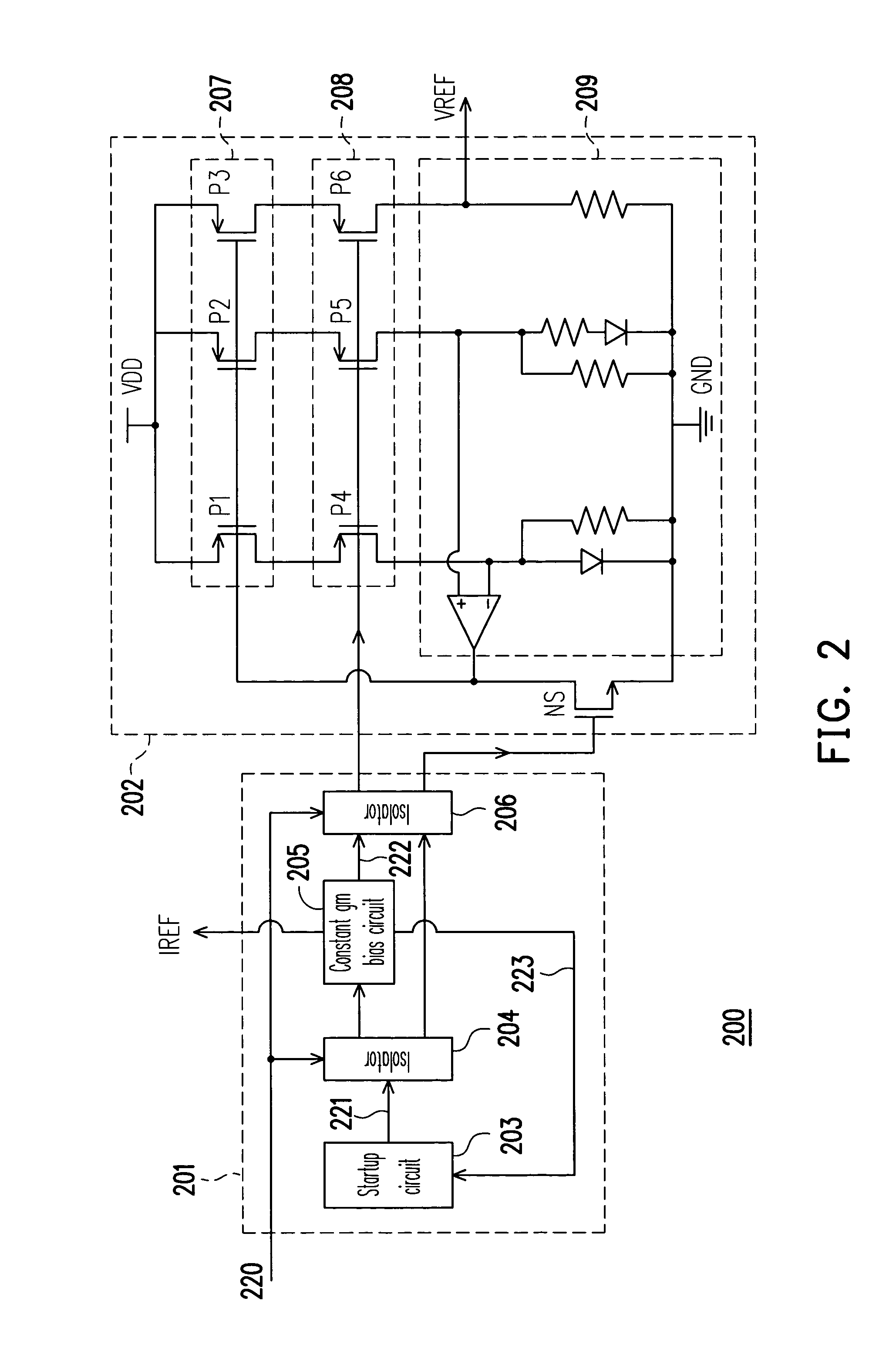 Circuit for reference current and voltage generation