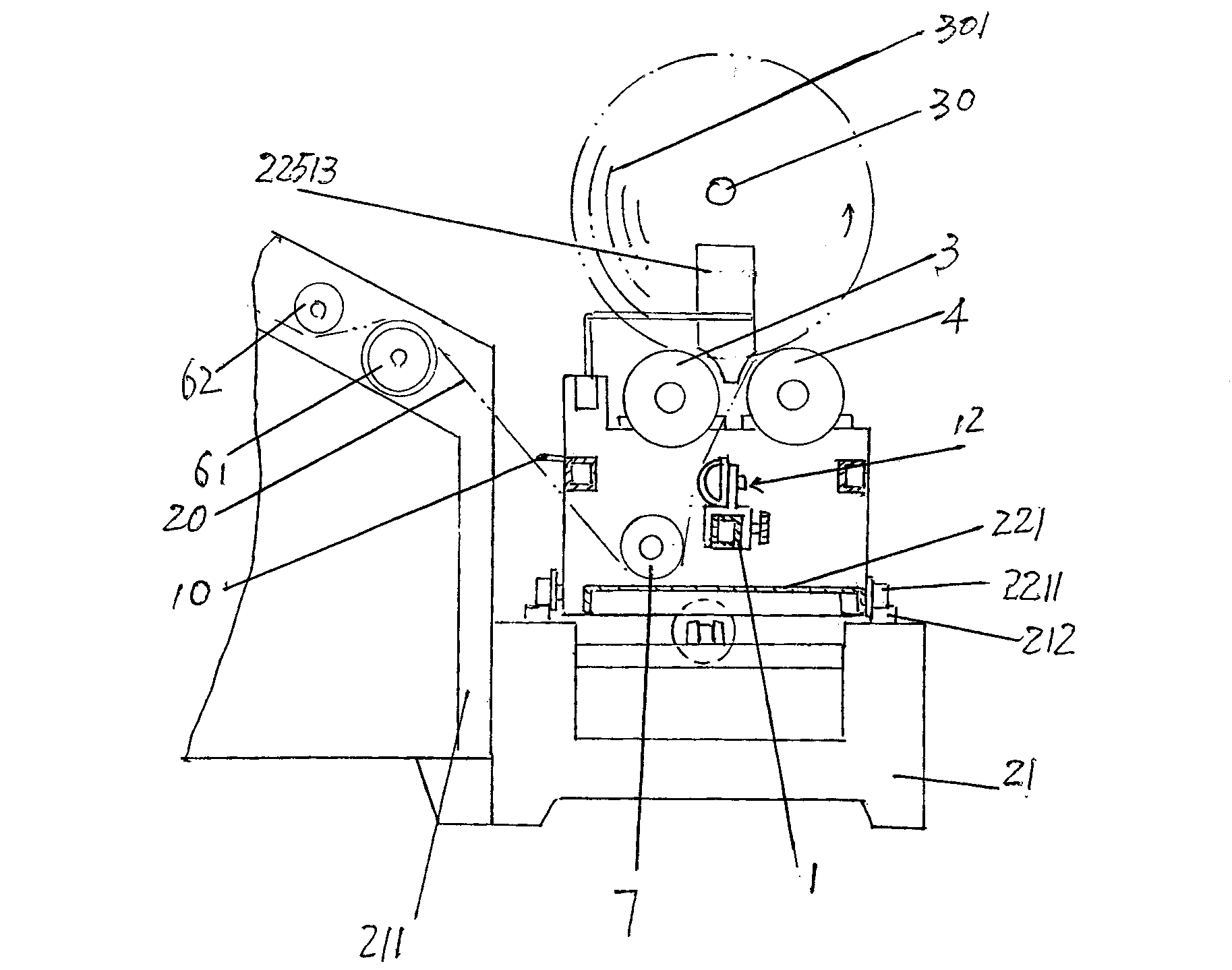 Edge peeling mechanism for knitwear rolling and inspecting machine