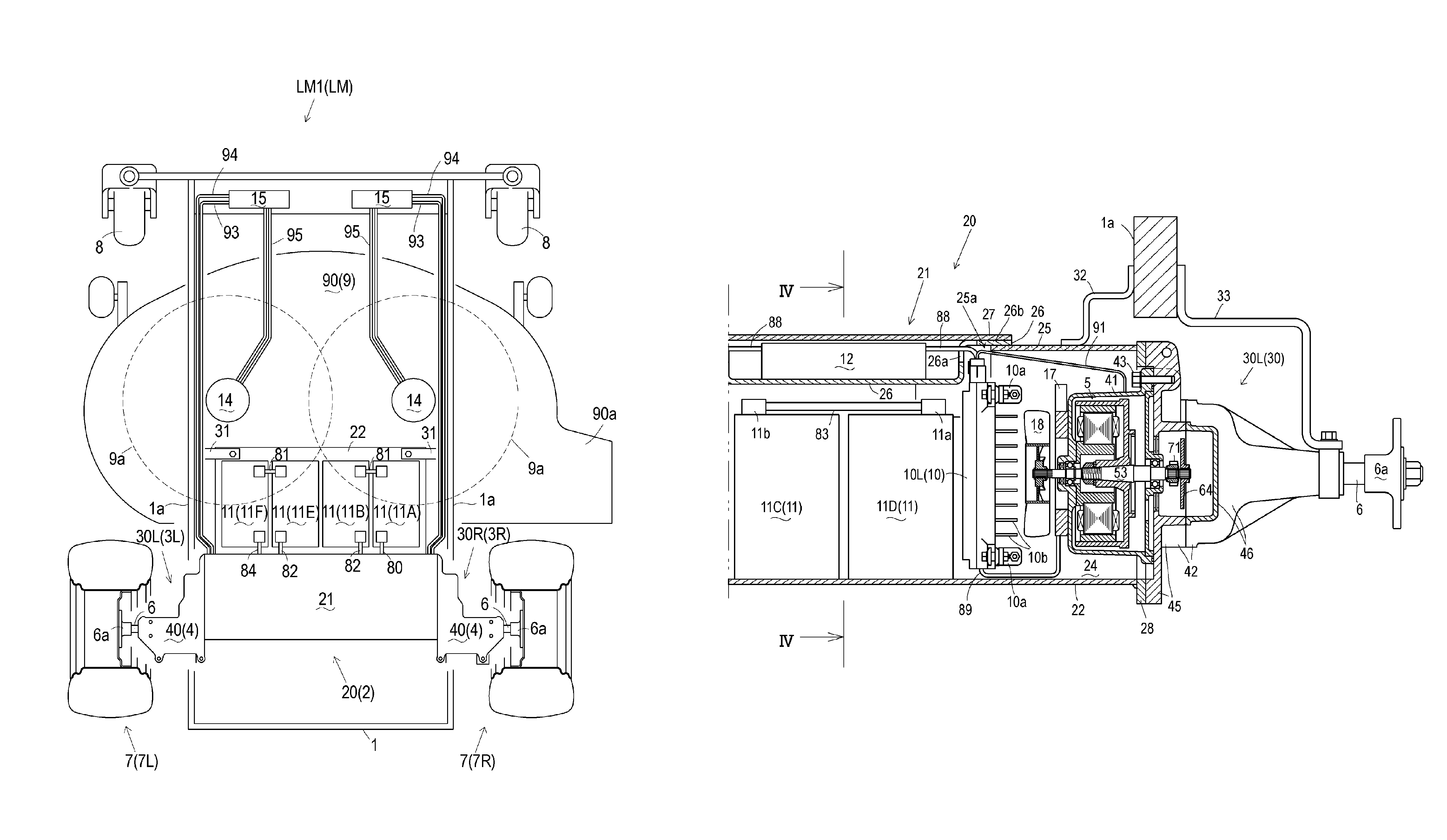 Electric lawn mower having a sub frame supporting transaxles and motor drivers