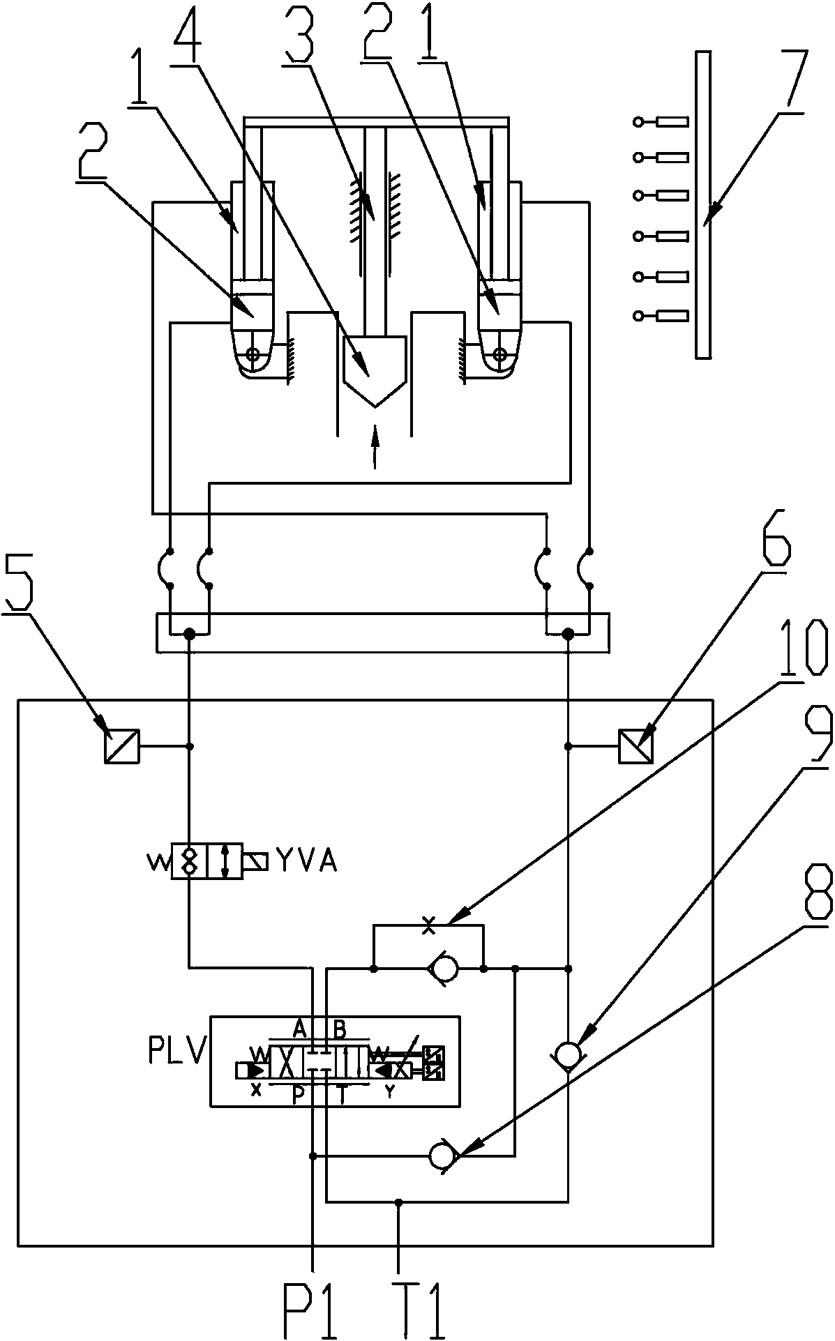 Hydraulic control method and device for ram piston oil cylinder of internal mixer