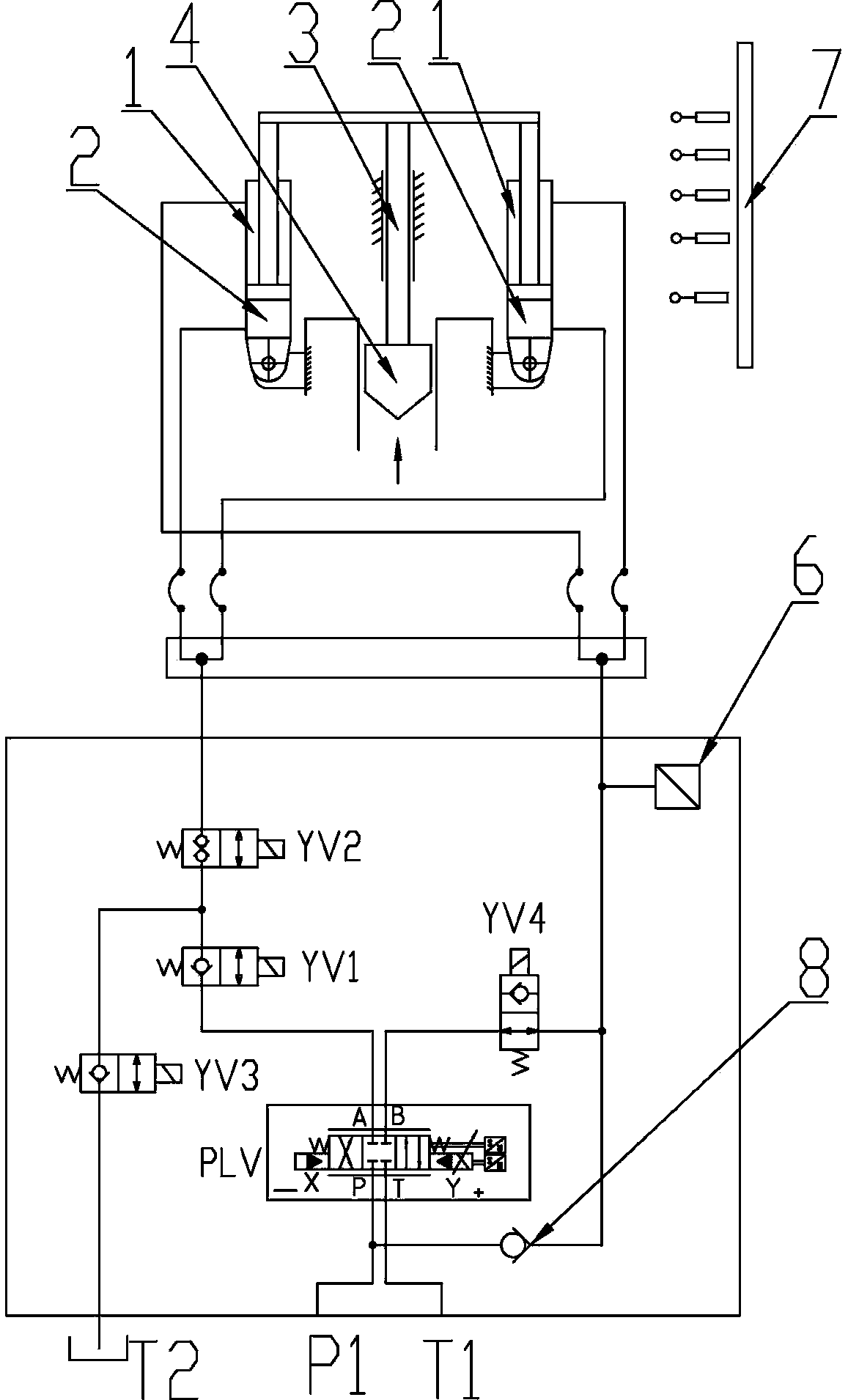 Hydraulic control method and device for ram piston oil cylinder of internal mixer