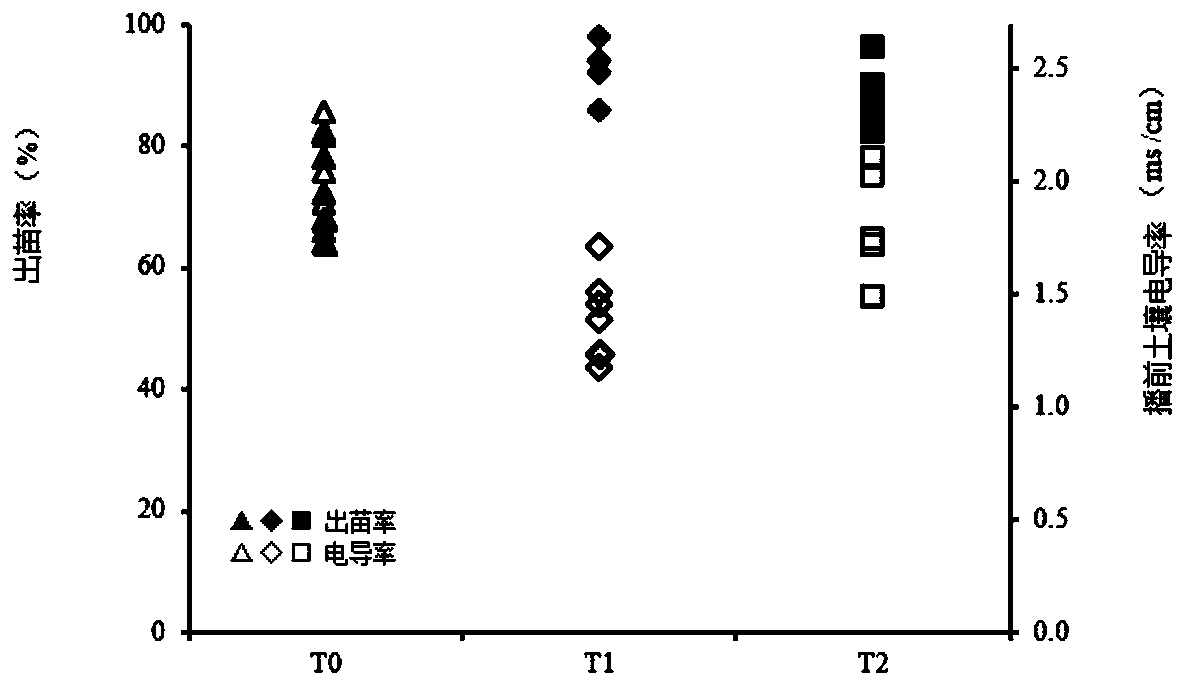 Method for planting peanuts in saline-alkali soil, based on straw mulching, salt inhibition and seedling preservation