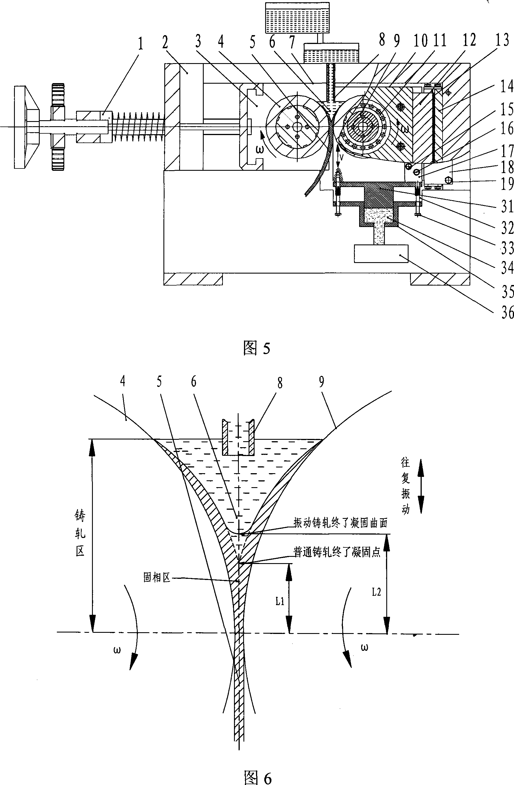 Oscillatory type double roll strip casting mill