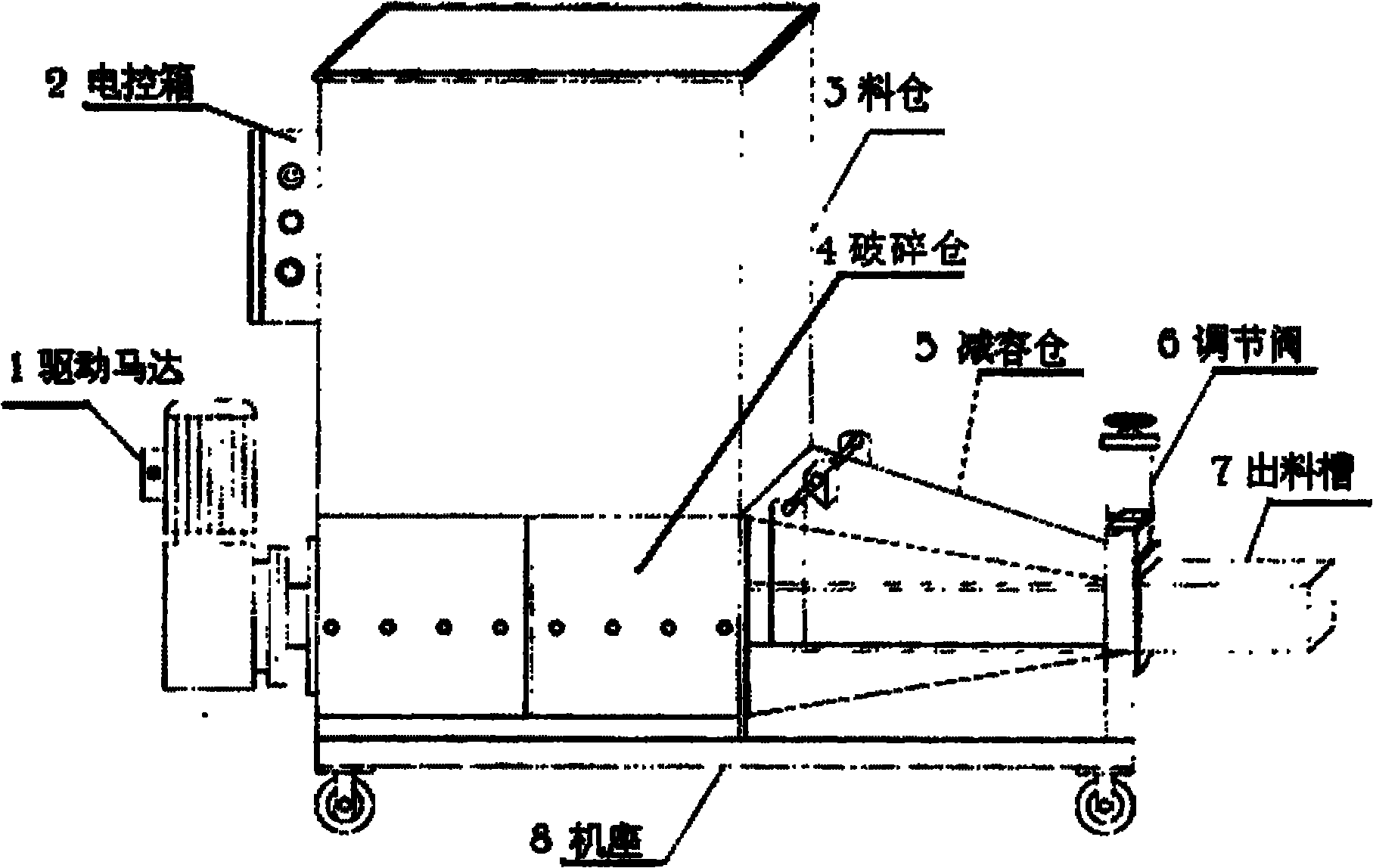 Novel foamed plastic volume reduction machine