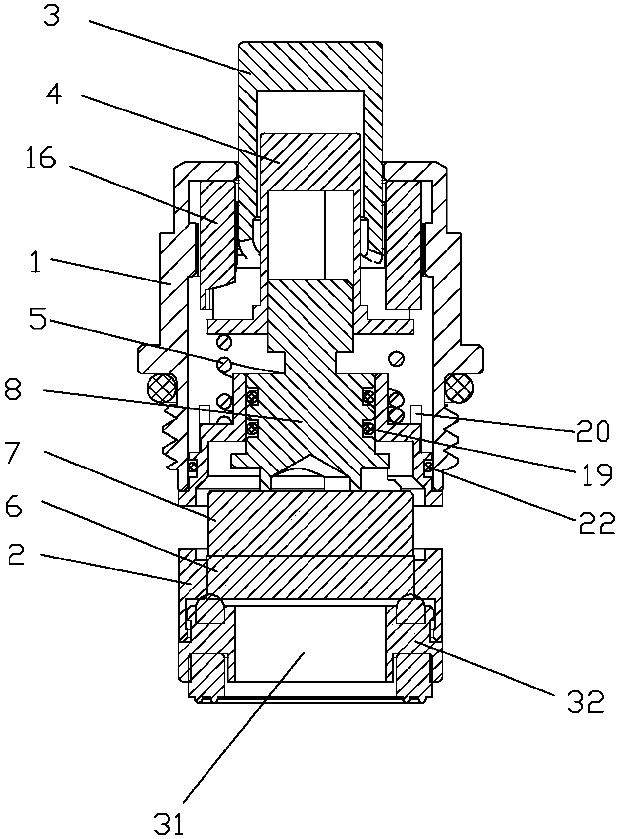 Automatic reset pressing valve element