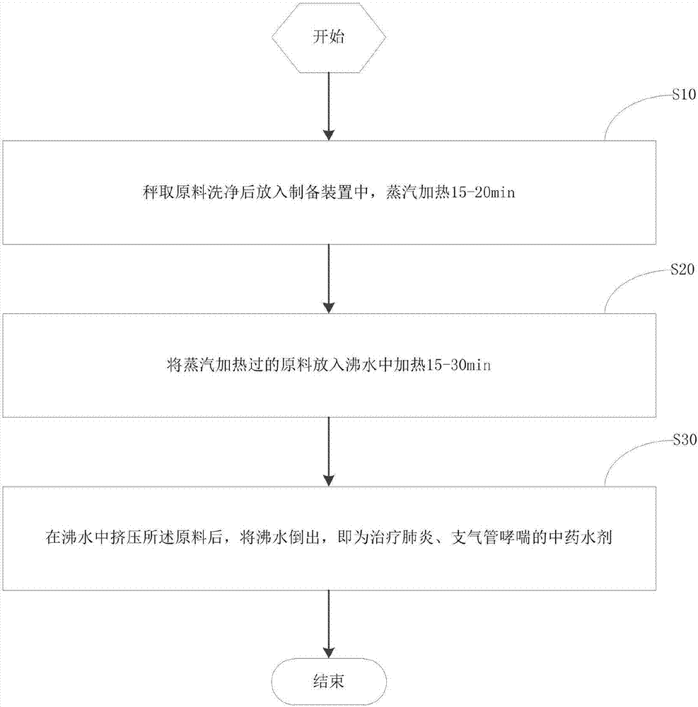 Chinese medicinal aqueous solution for treatment of pneumonia and asthma, preparation method and device thereof