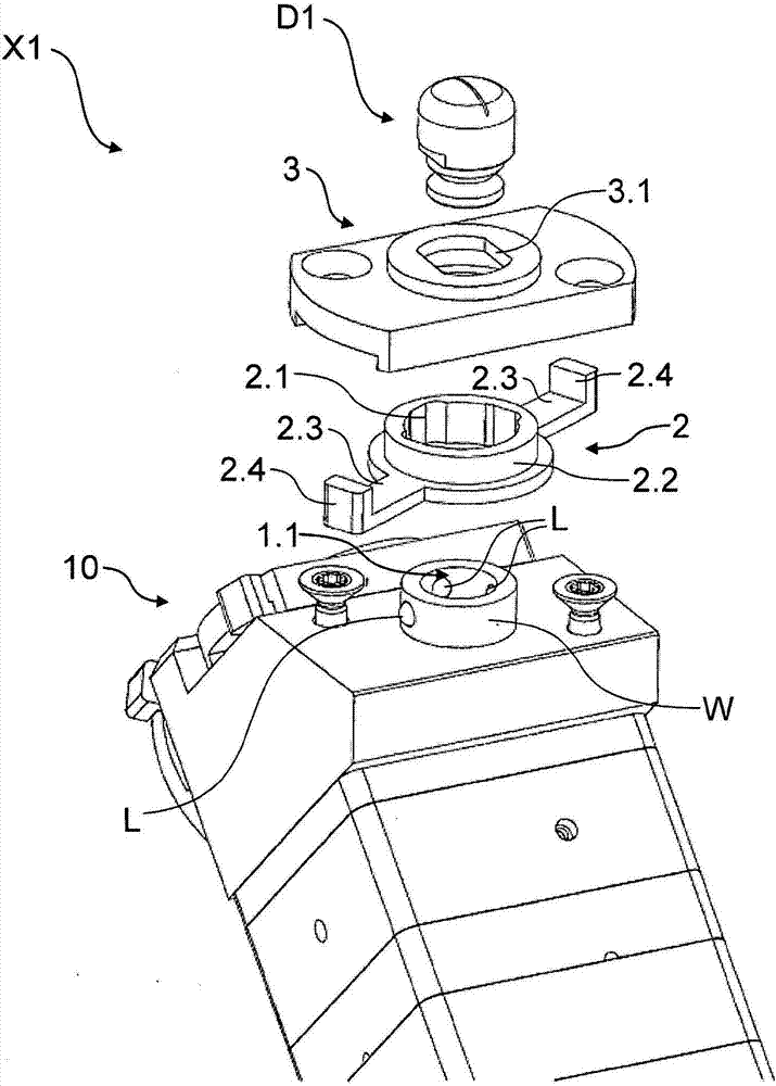 Quick-change nozzle, associated nozzle quick-change system and associated application system