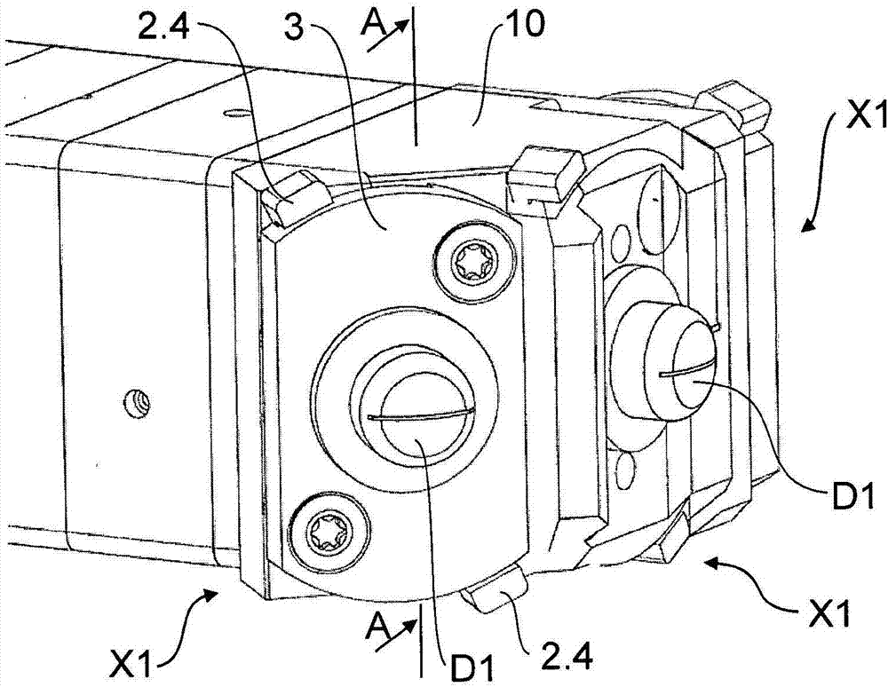 Quick-change nozzle, associated nozzle quick-change system and associated application system