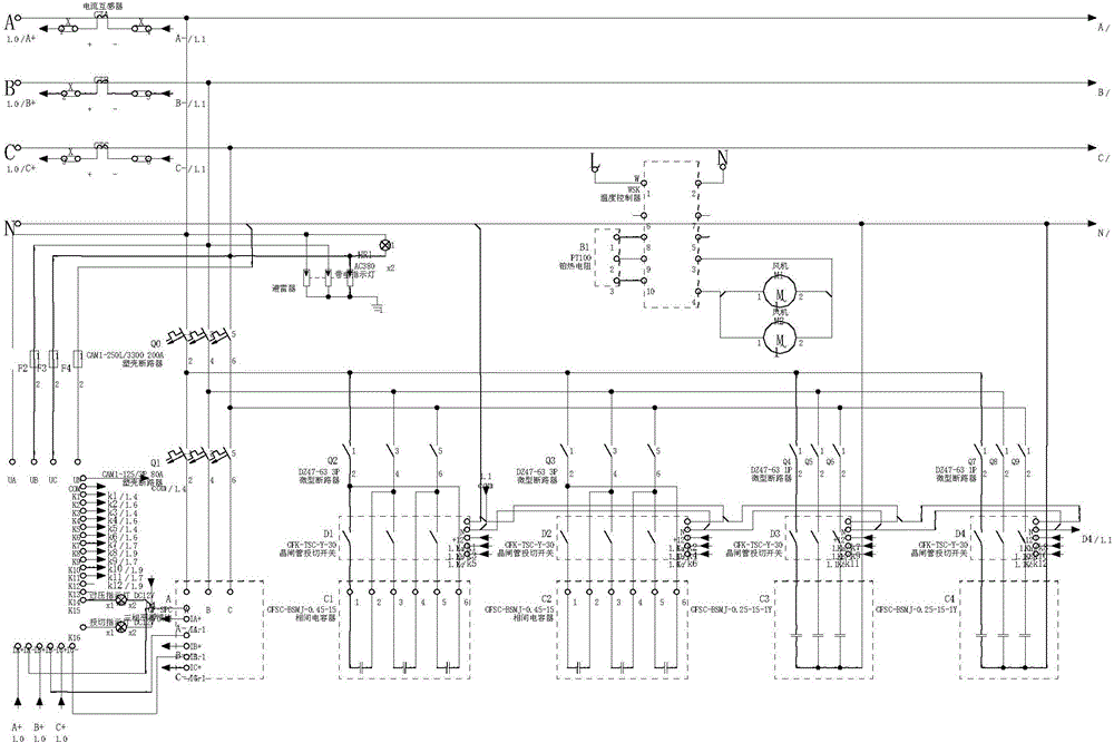 Low-voltage three-phase imbalance automatic regulating device