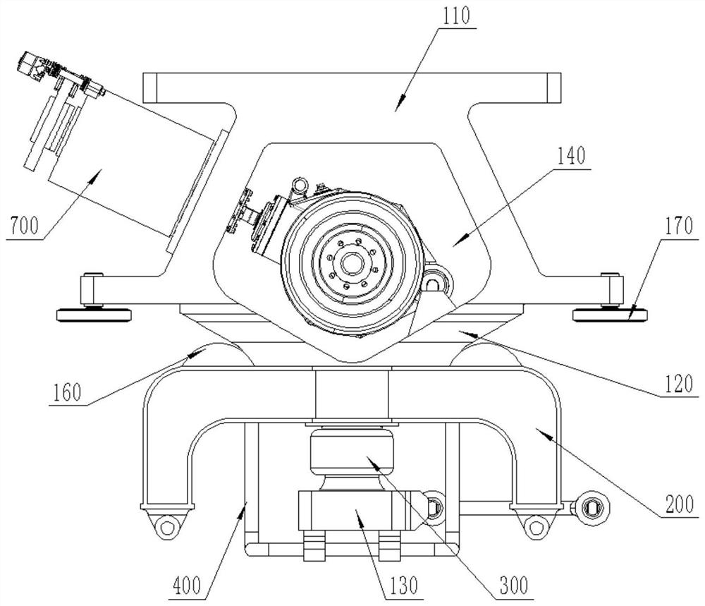 Suspension type single-shaft bogie and suspension type single-rail working vehicle