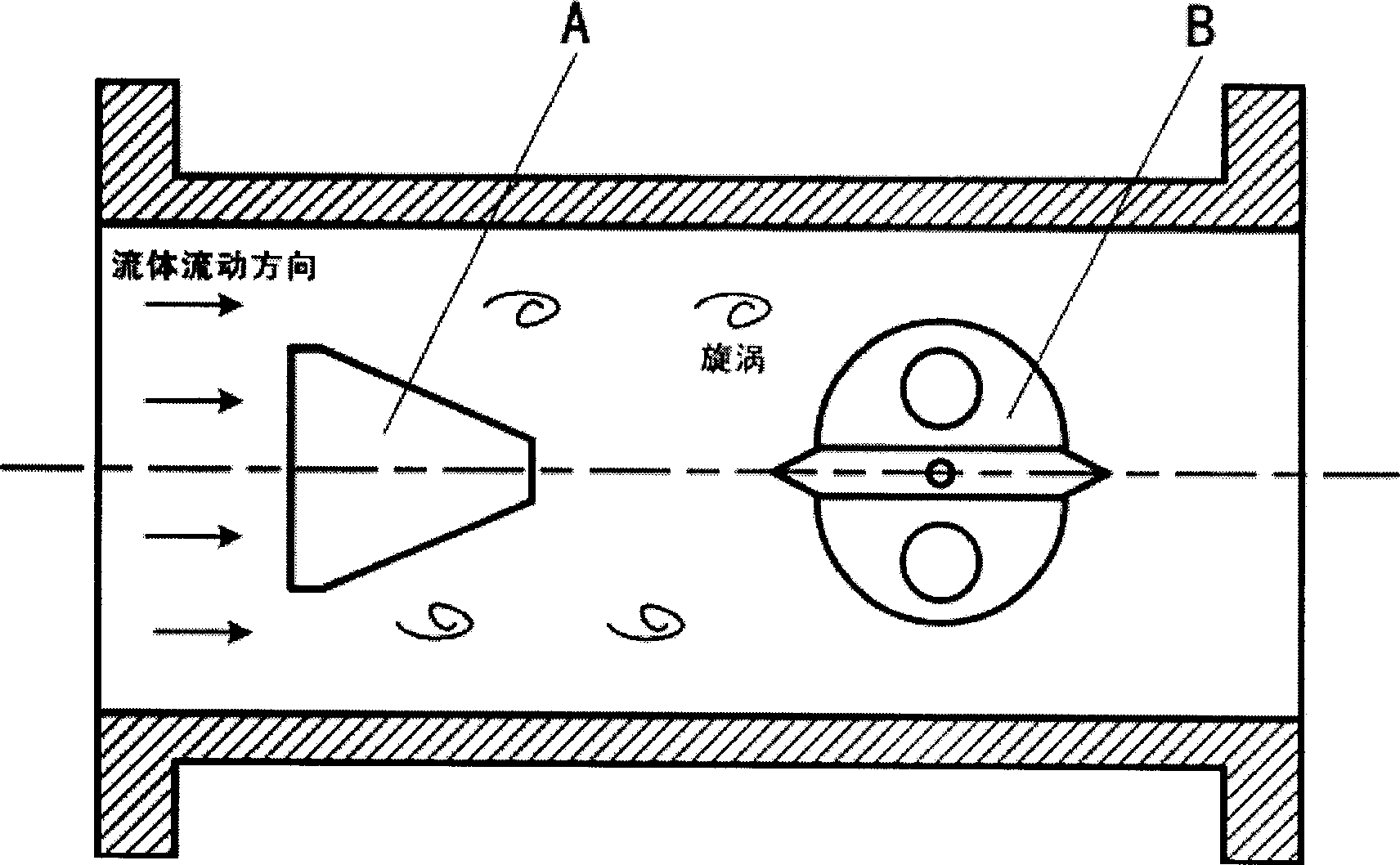 Fixed type self vibration damping difference flow sensor