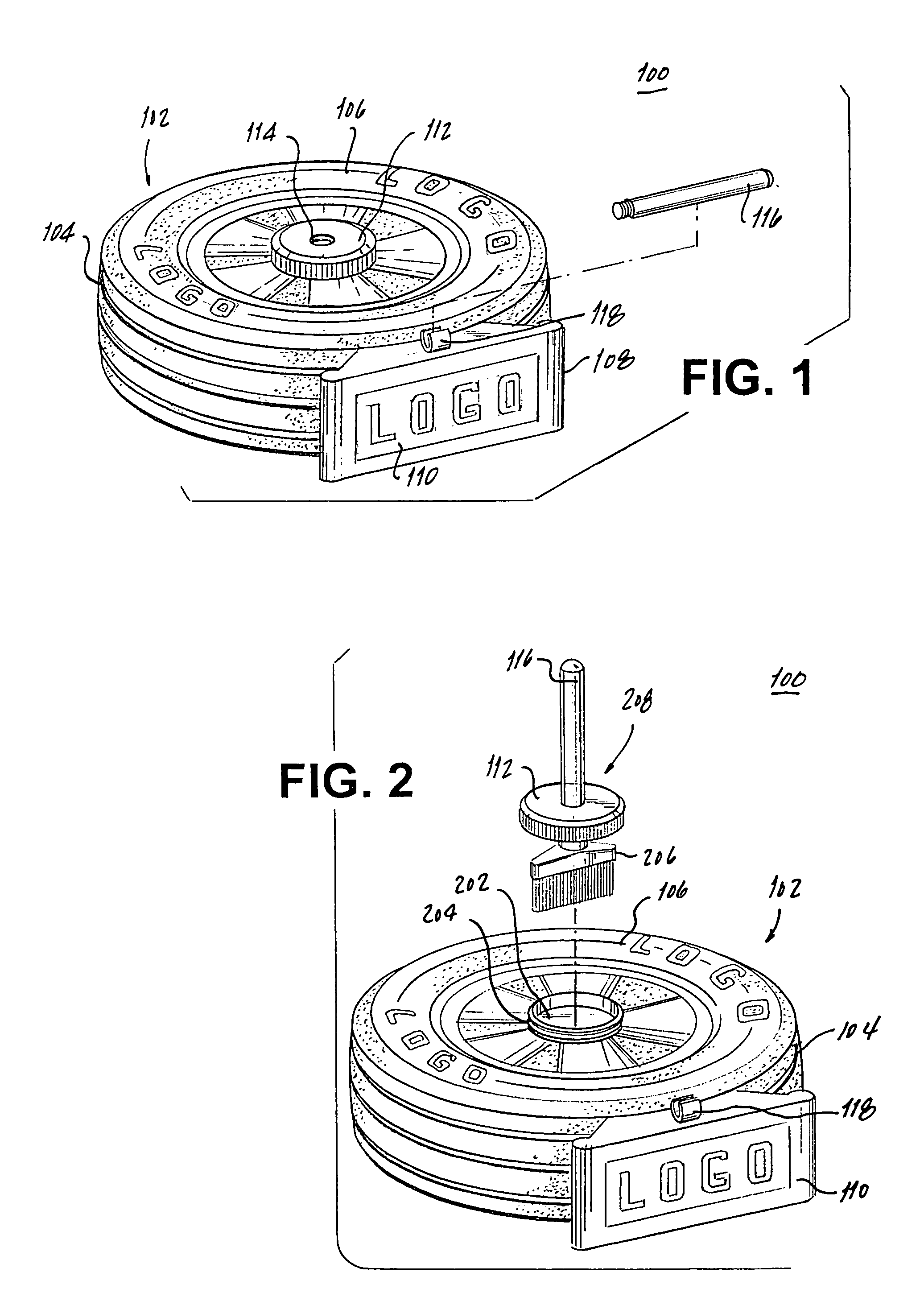 Fluid container with integral brush