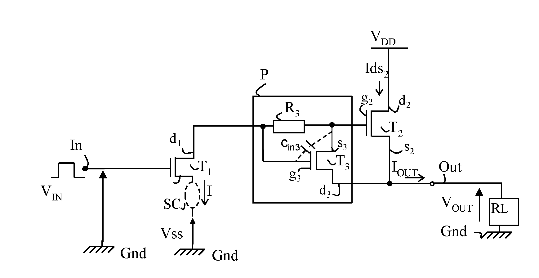 Power switching cell with normally conducting field-effect transistors